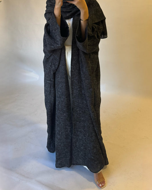 Gray-ish Black Pattern Abaya (READY TO SHIP)