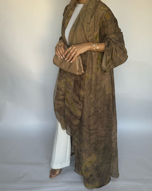 Light Brown Pattern Abaya (READY TO SHIP)