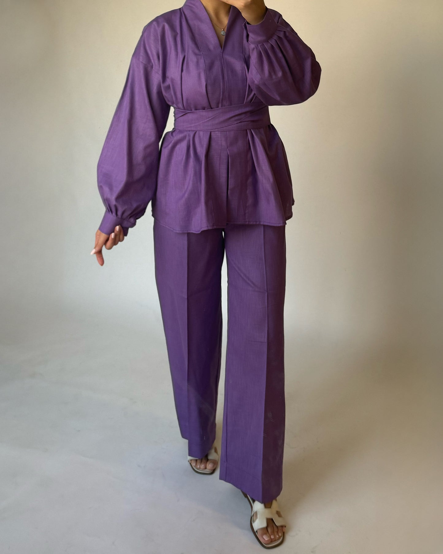 Purple Summer Linen Set (READY TO SHIP)