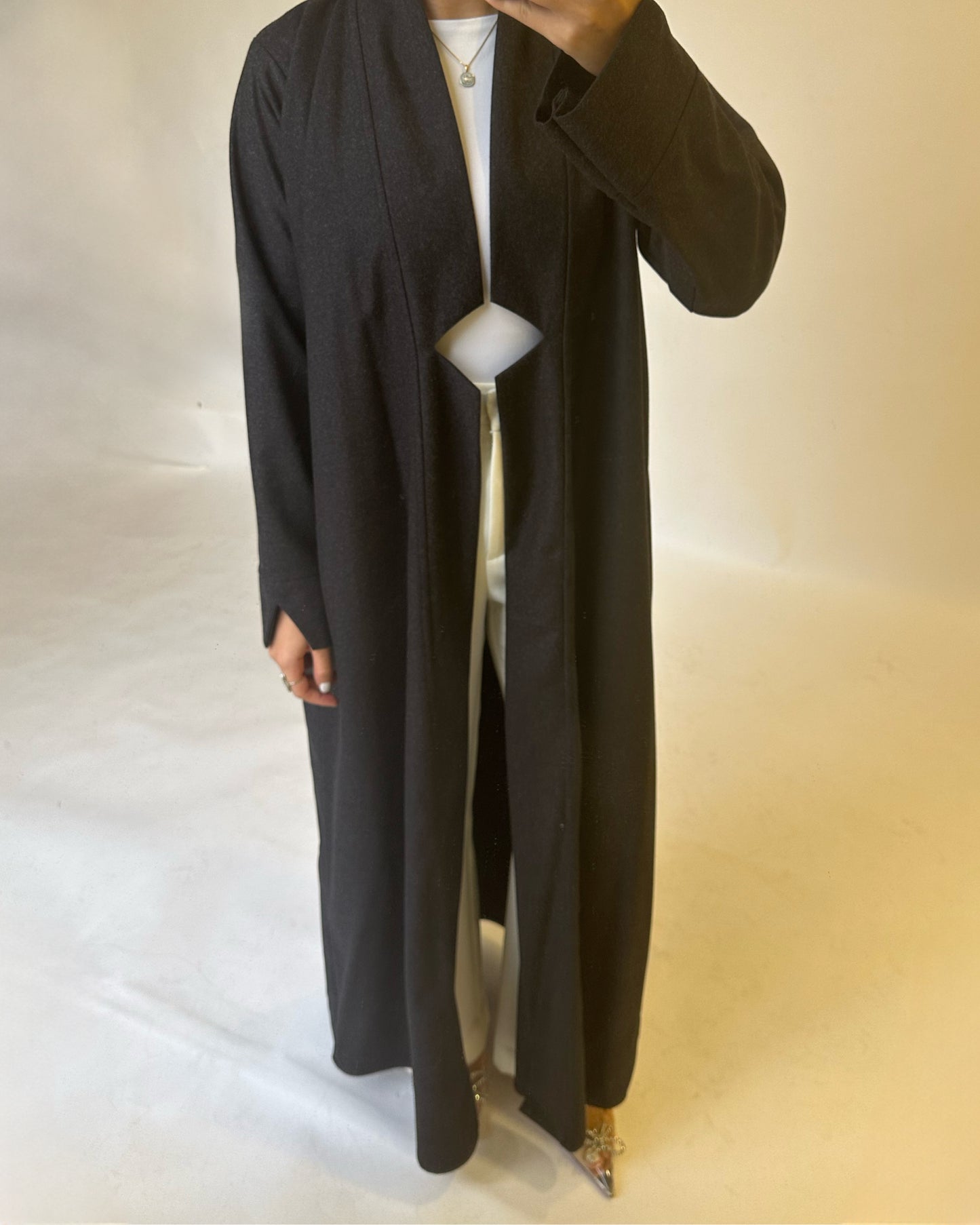 A145 - Winter Dark Gray Abaya