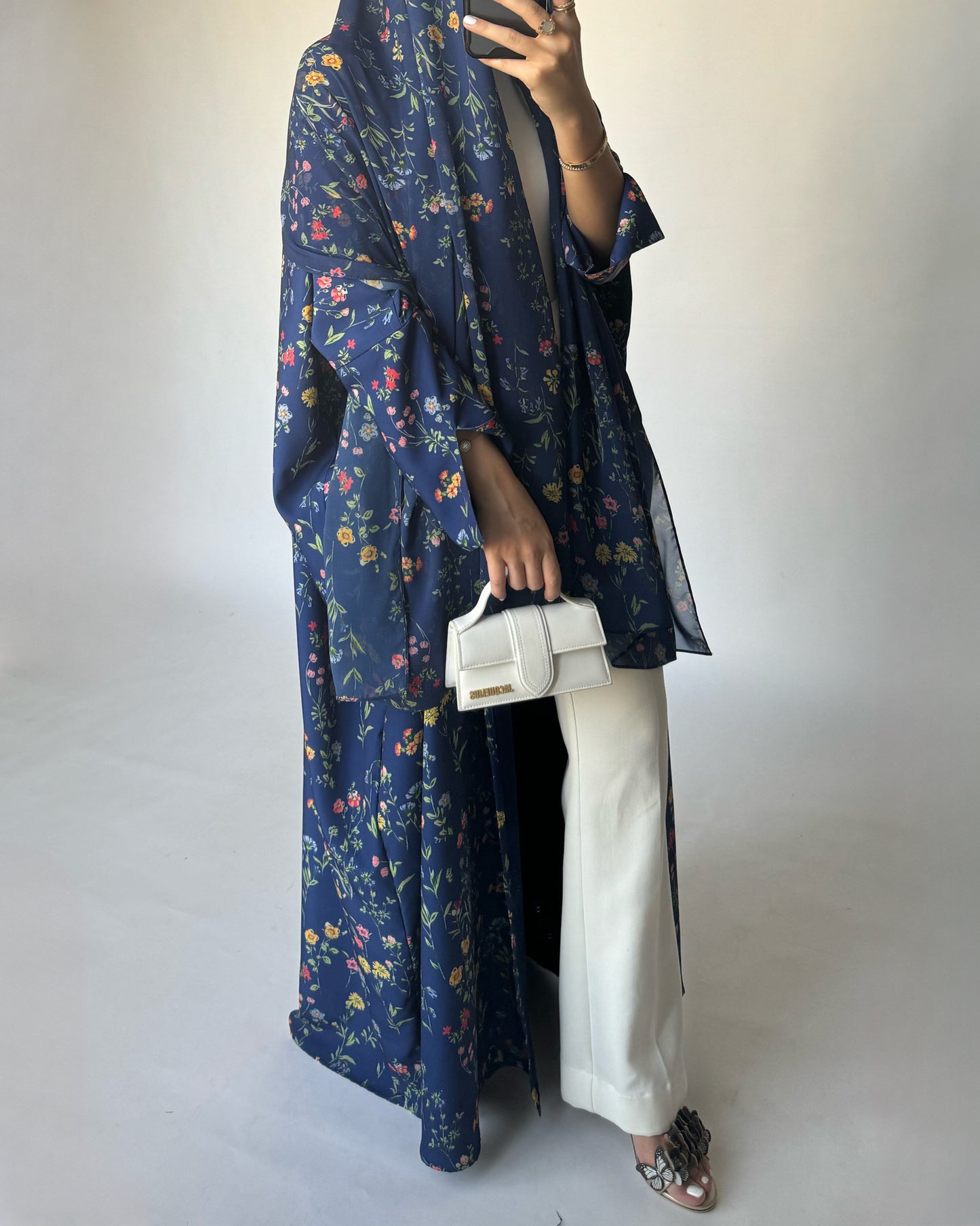 A246 - Blue Summery Flower Abaya