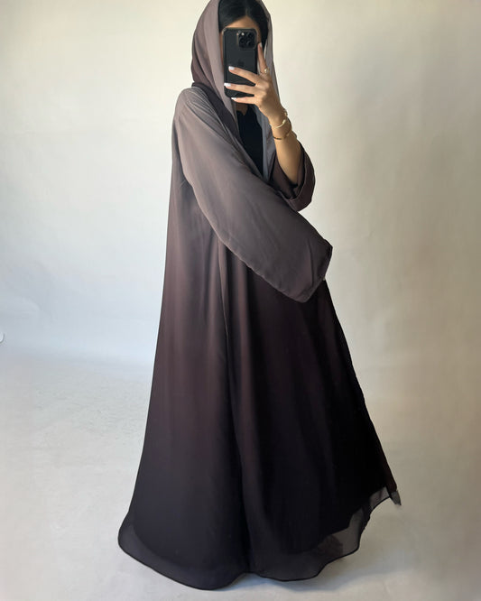 Shades of Brown Ombre Flowy Abaya (READY TO SHIP)