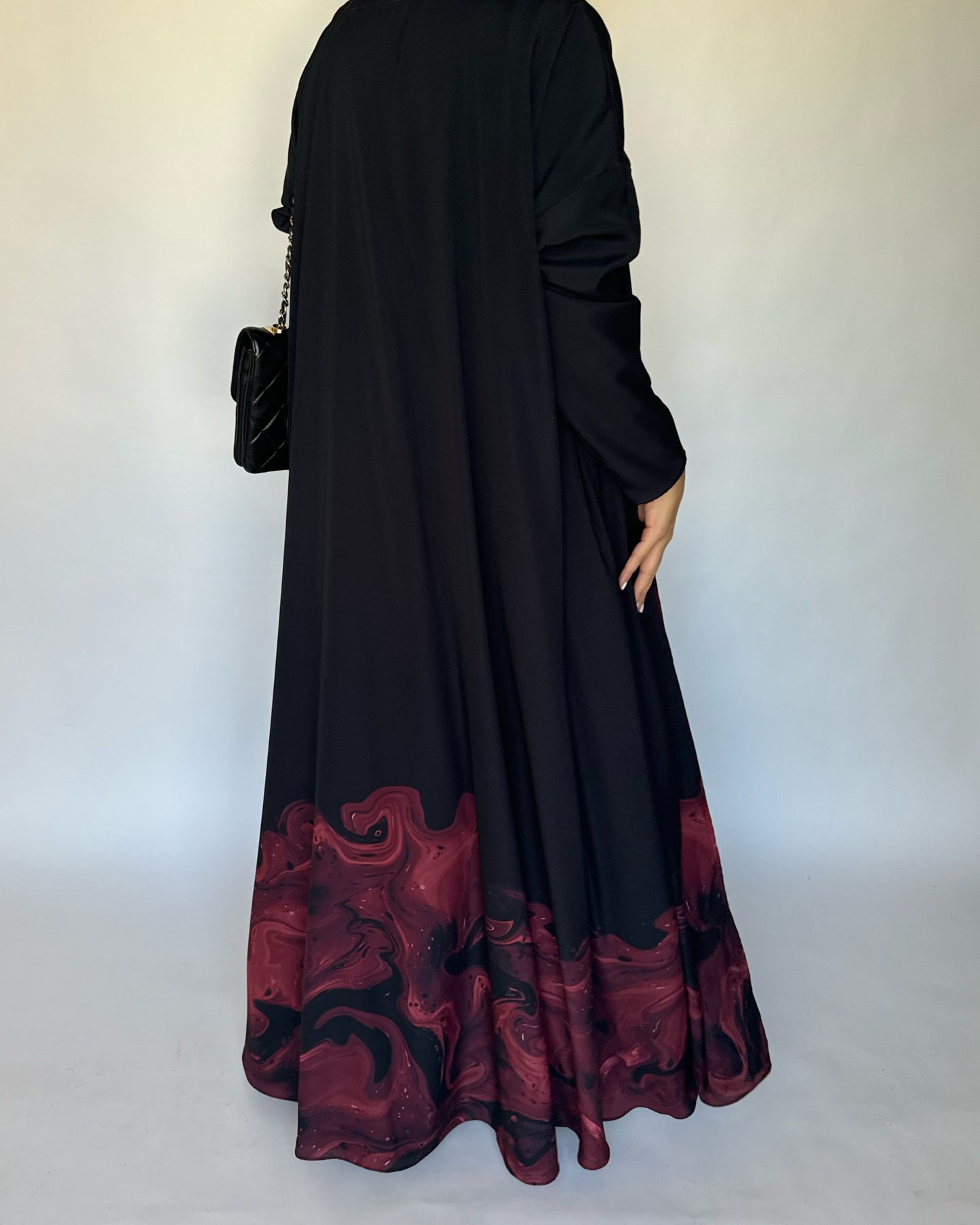 A228 - Black & Maroon Sea Abaya