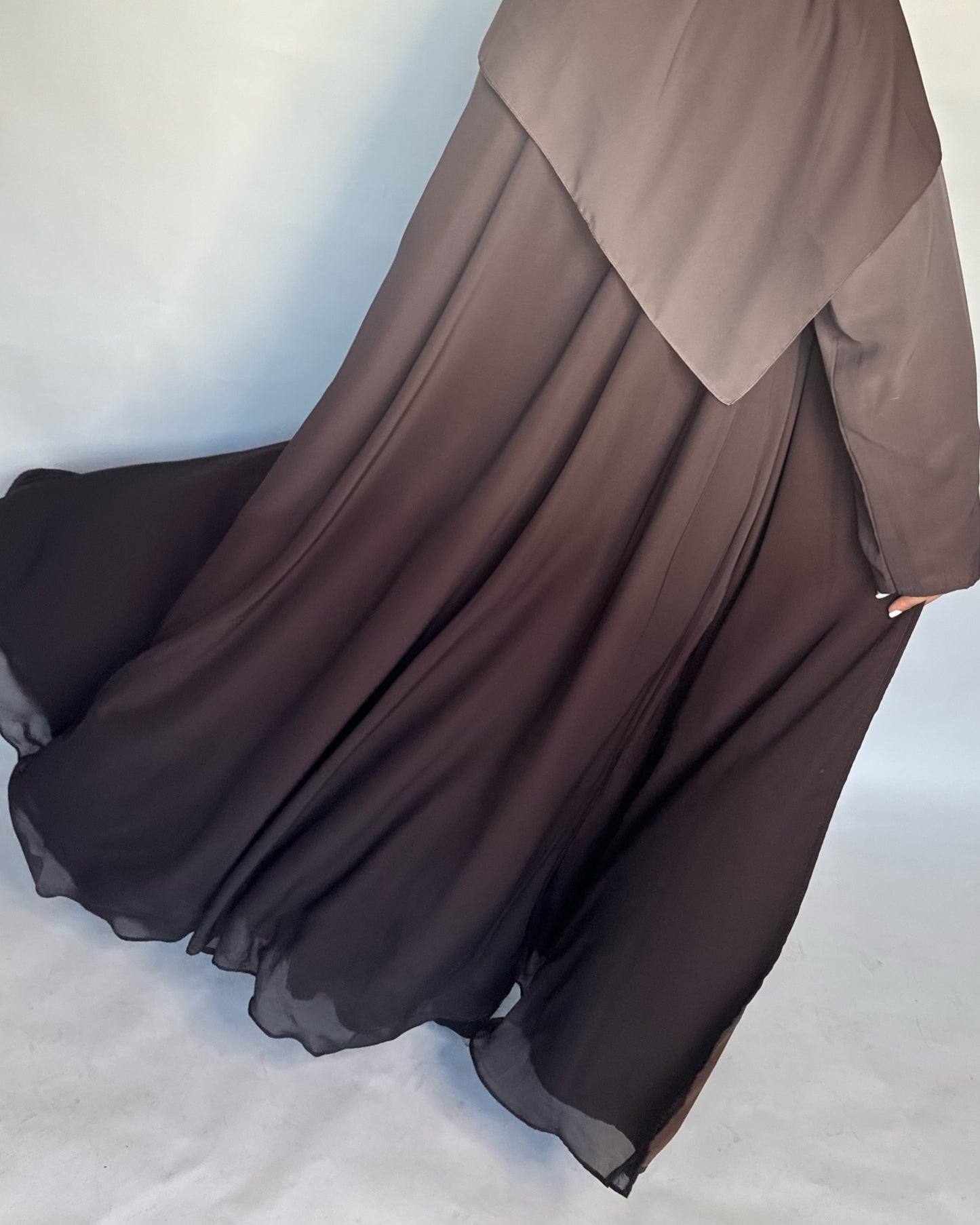 Shades of Brown Ombre Flowy Abaya (READY TO SHIP)