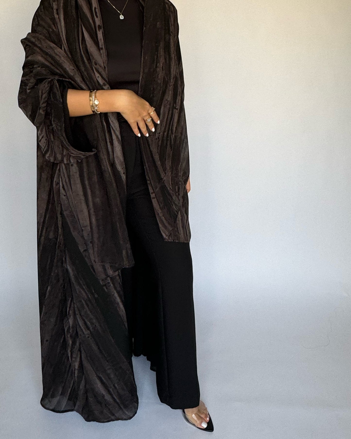 Brown Pattern Abaya (READY TO SHIP)