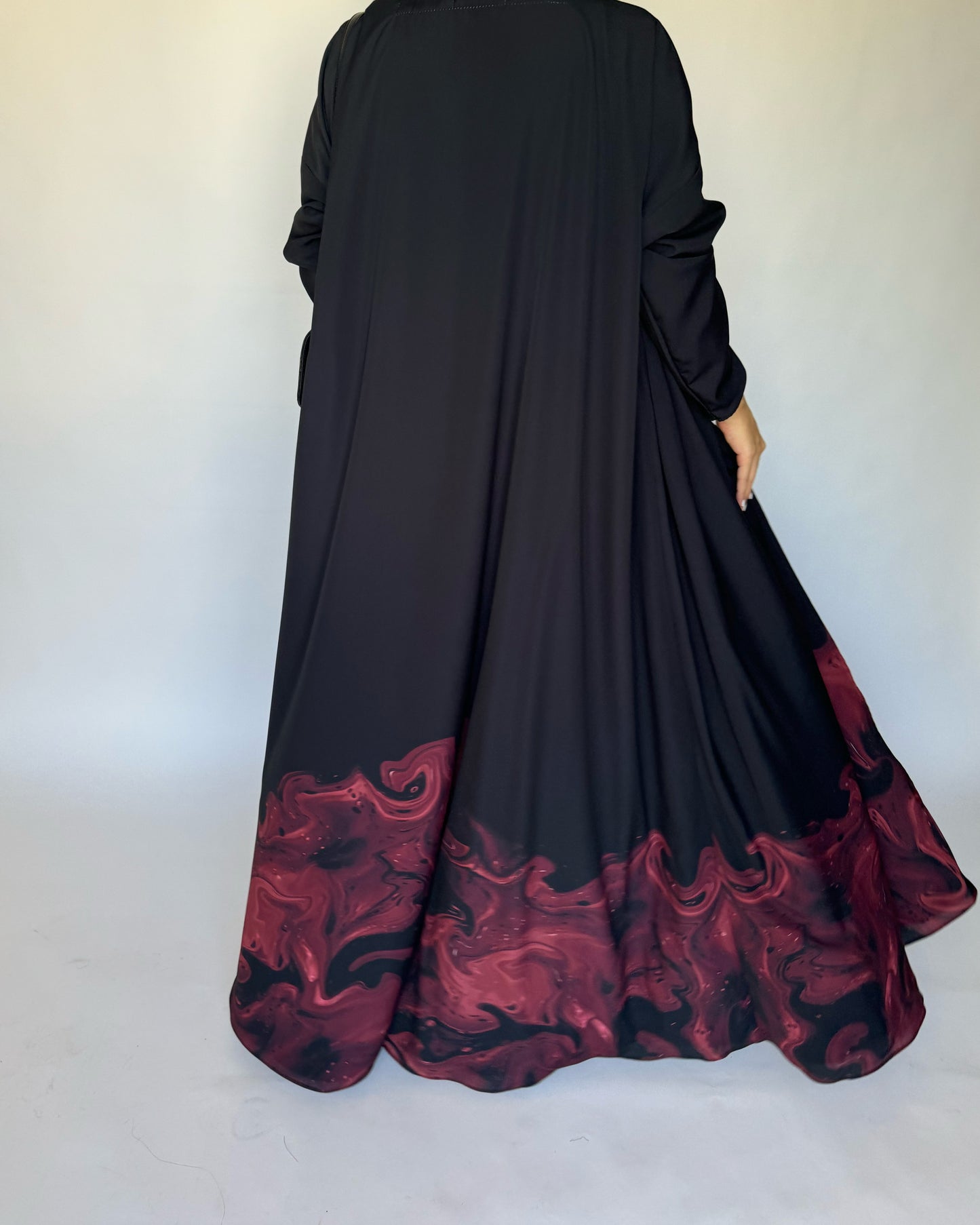 A228 - Black & Maroon Sea Abaya