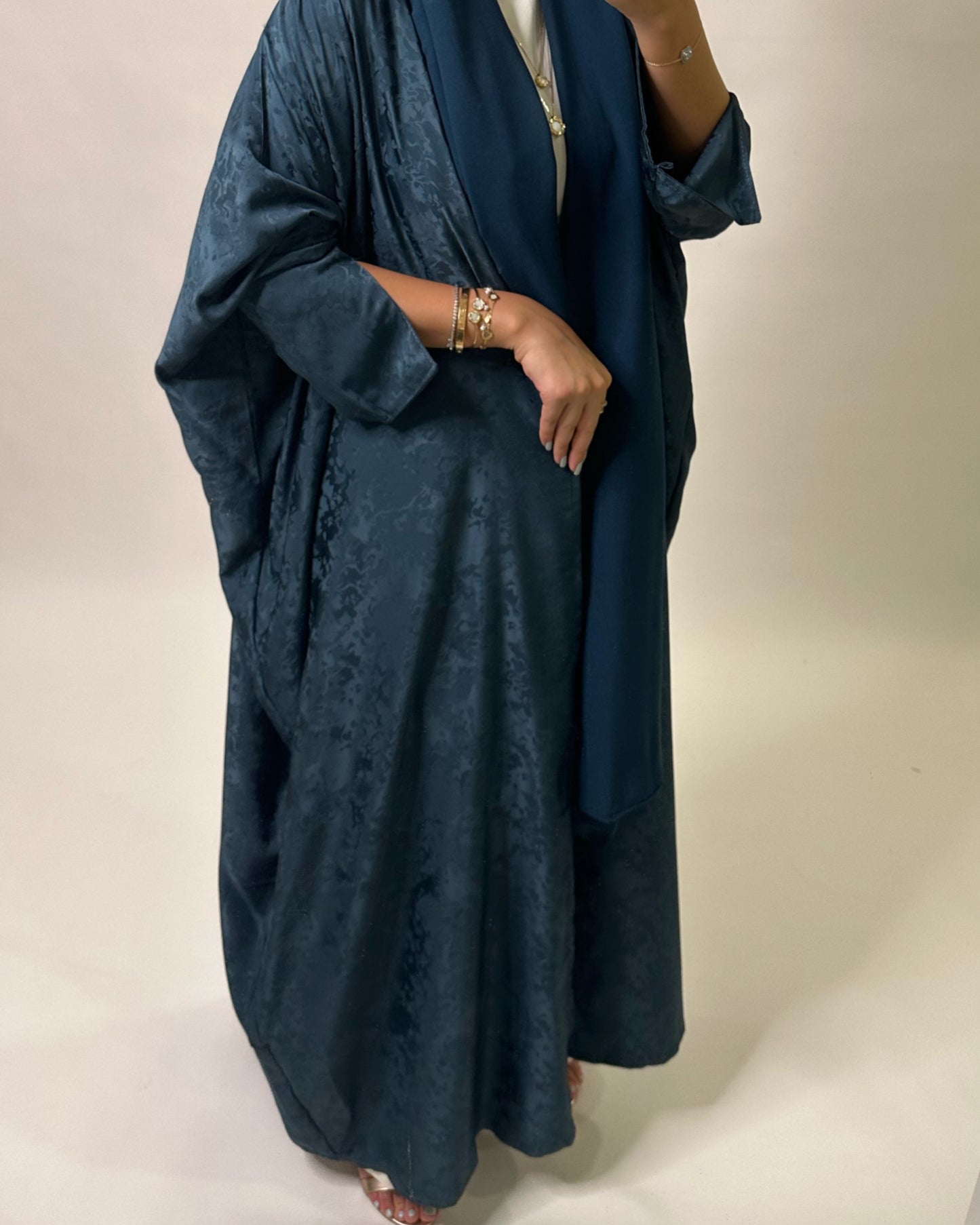 A106 - Dark Blue Luxurious Pattern Abaya