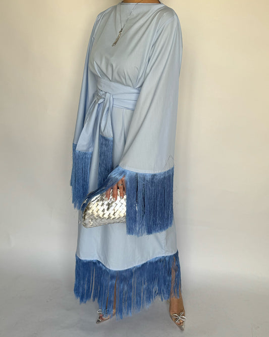 A169 - Light Blue Tassel Dress