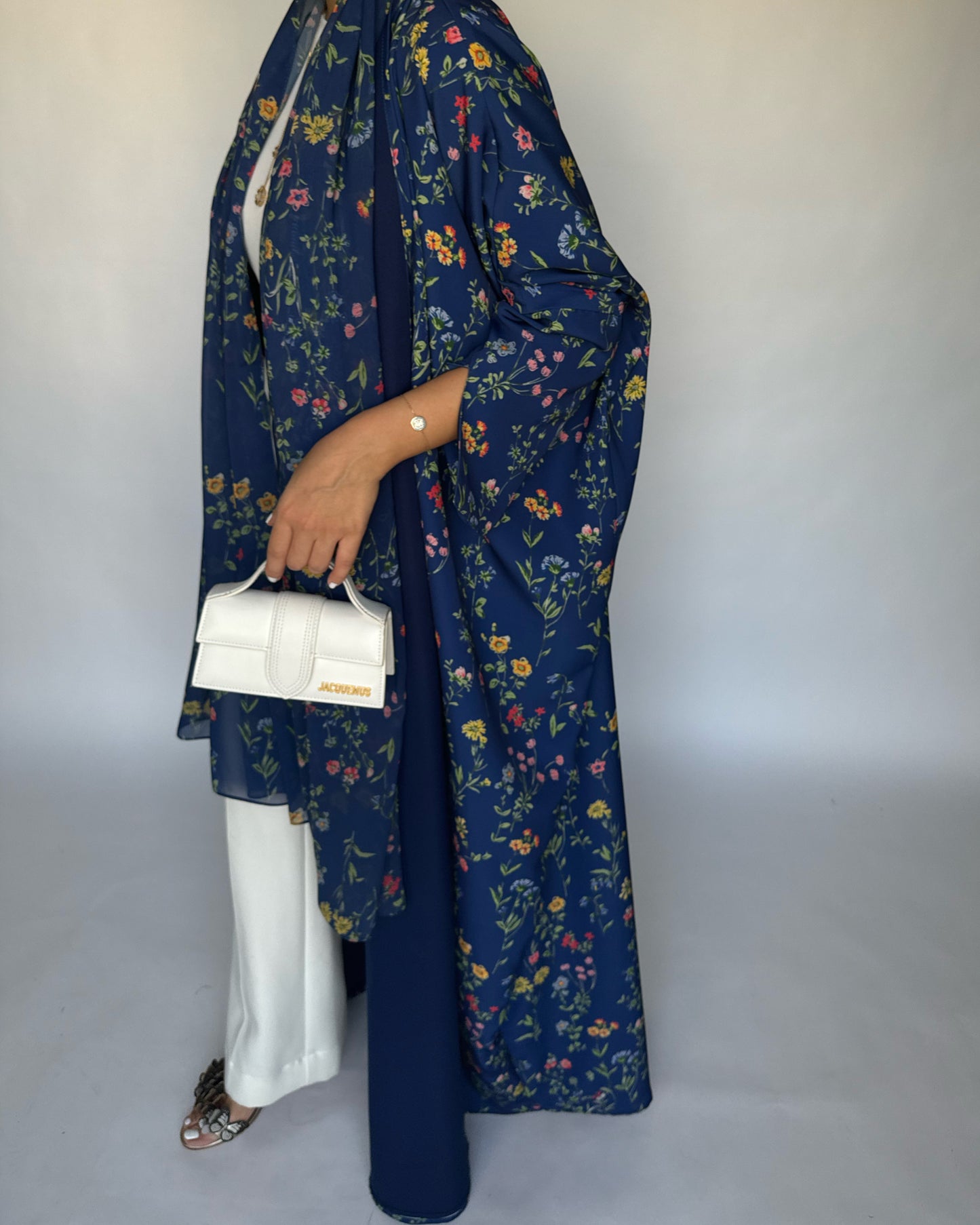 A246 - Blue Summery Flower Abaya