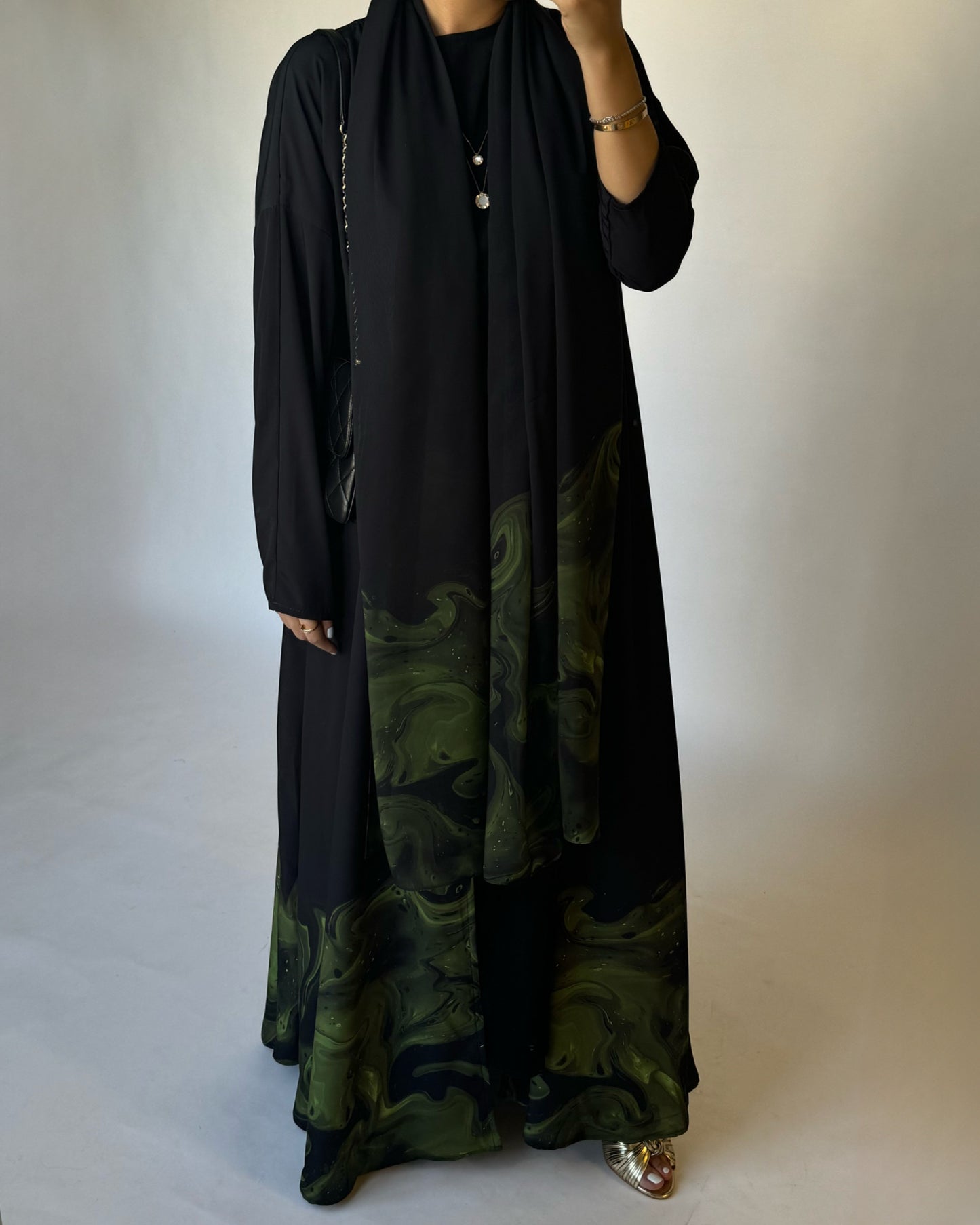 A227 - Black & Green Sea Abaya