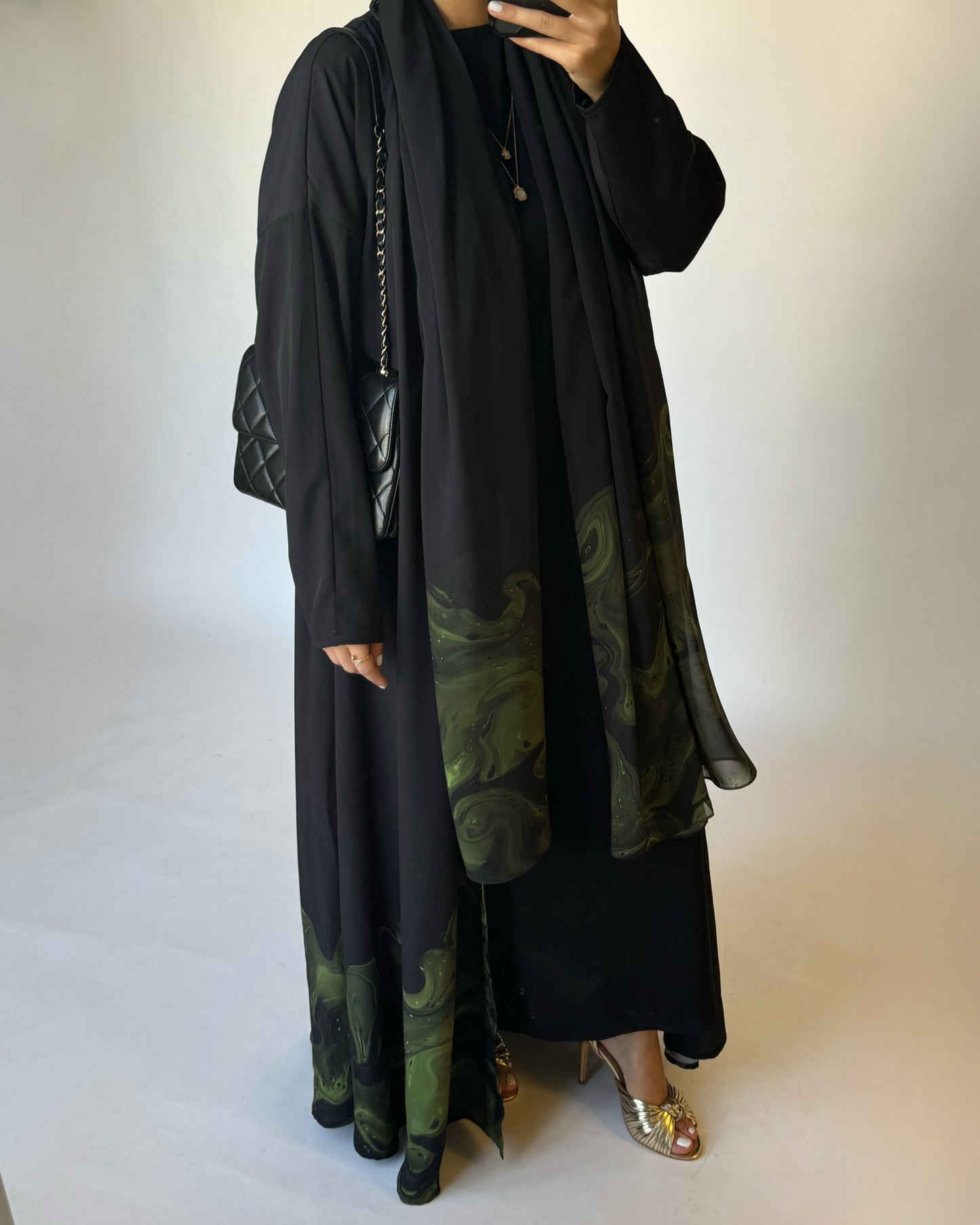 A227 - Black & Green Sea Abaya