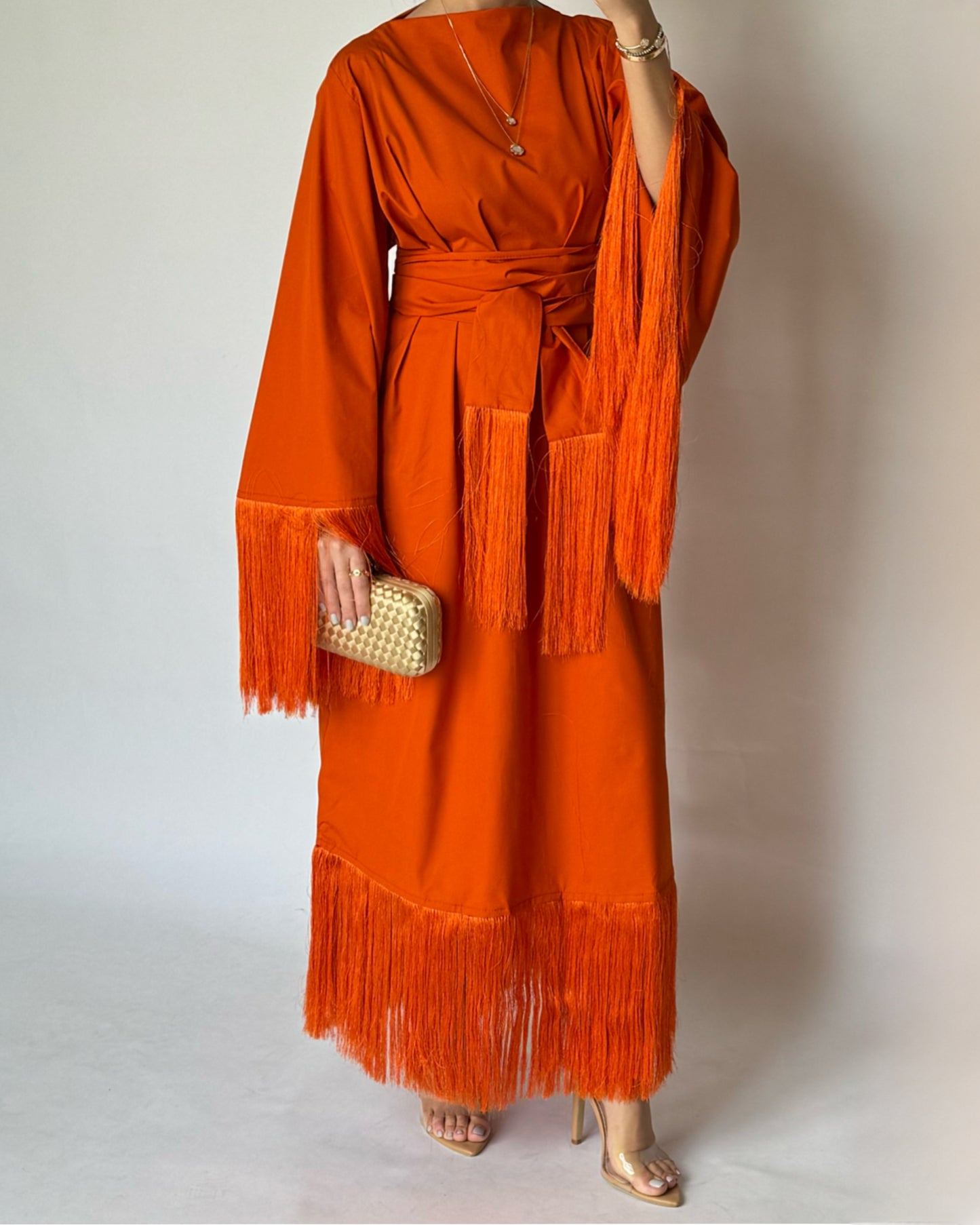 A168 - Orange Tassel Dress