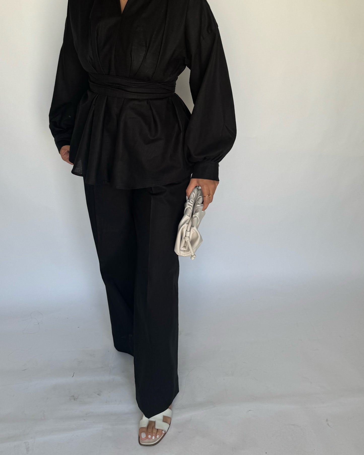 A196 - Black Summer Linen Set