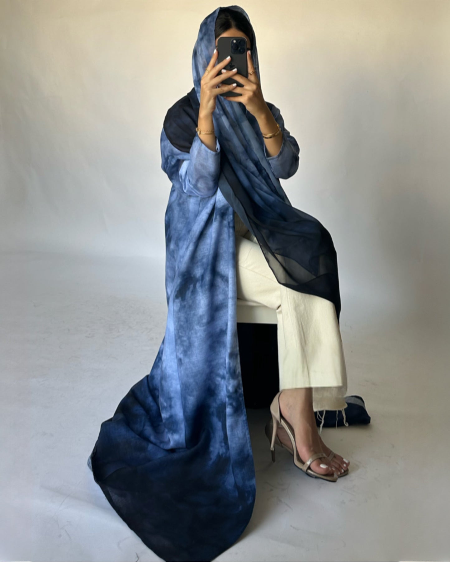 Blue Ombre Linen Abaya (READY TO SHIP)