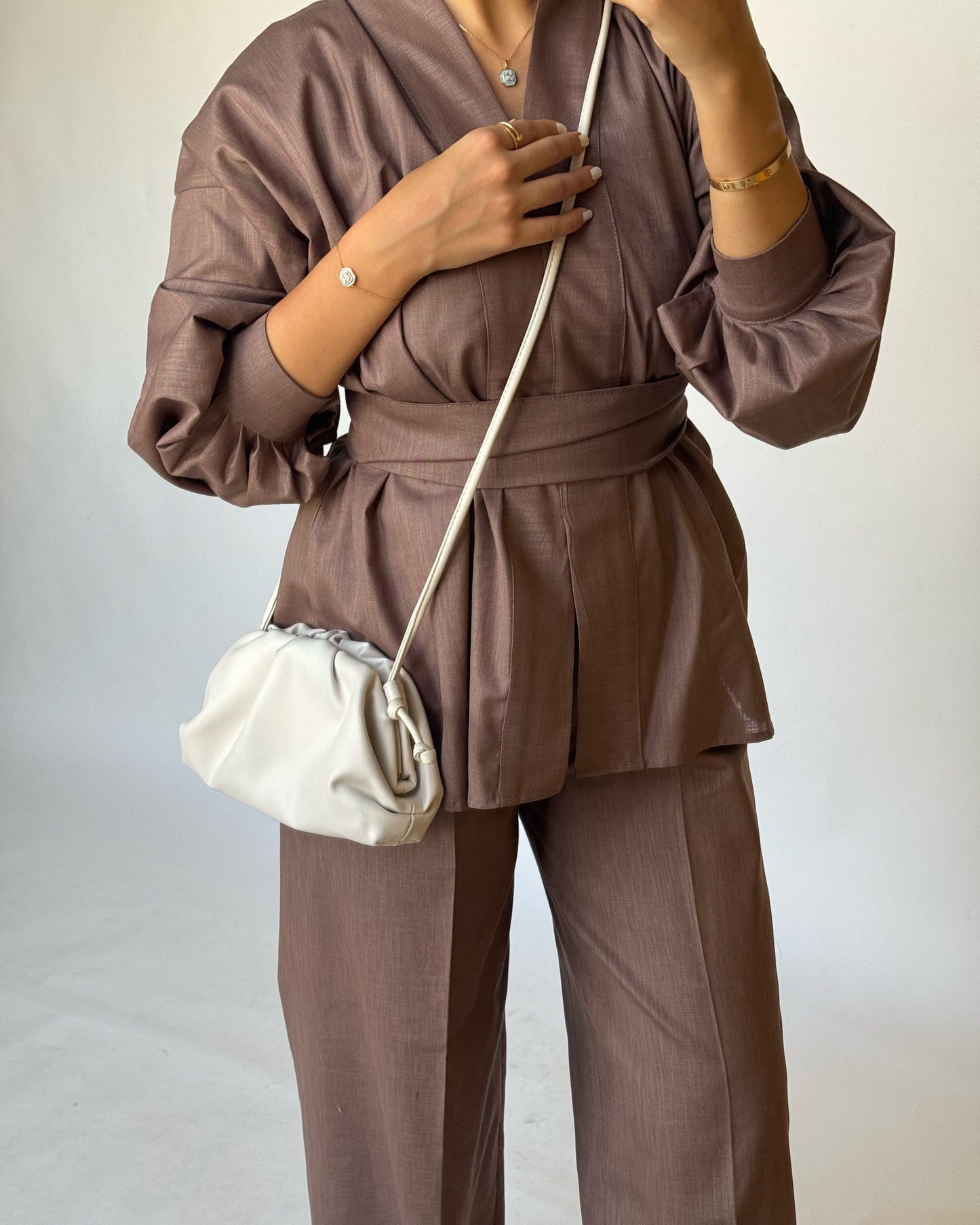 Brown Summer Linen Set (READY TO SHIP)