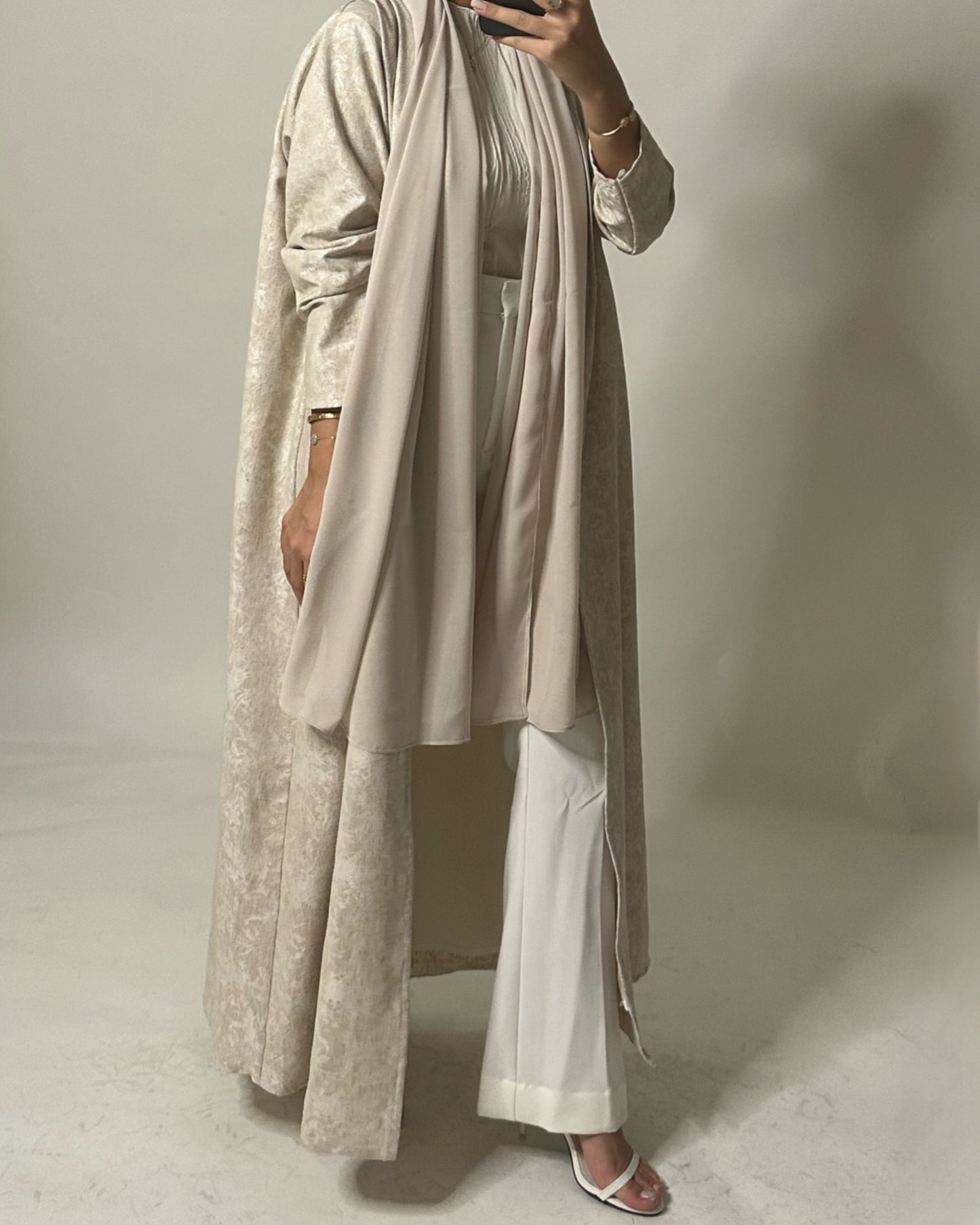 Cream Embroidered Abaya (READY TO SHIP)