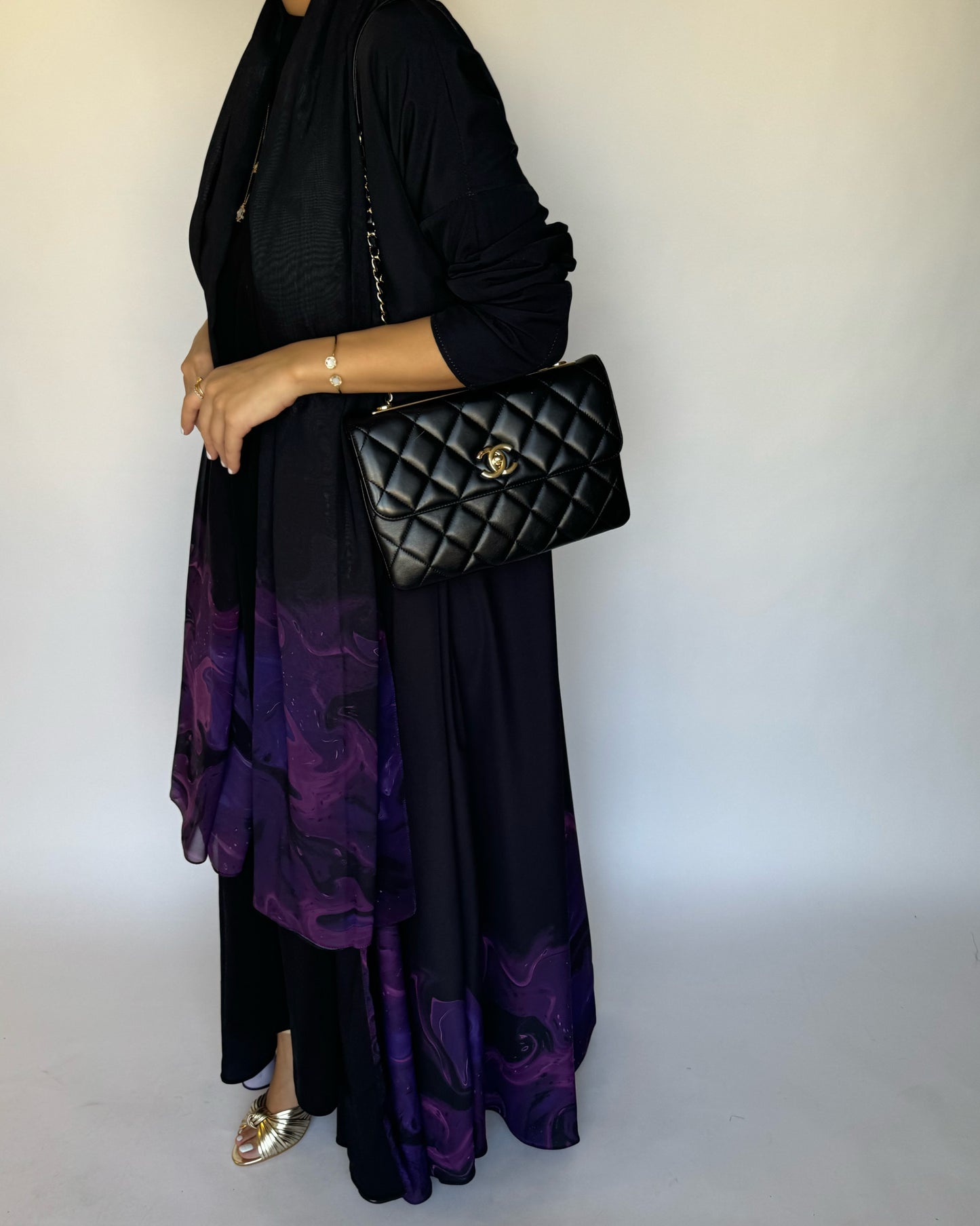 A229 - Black & Royal Purple Sea Abaya