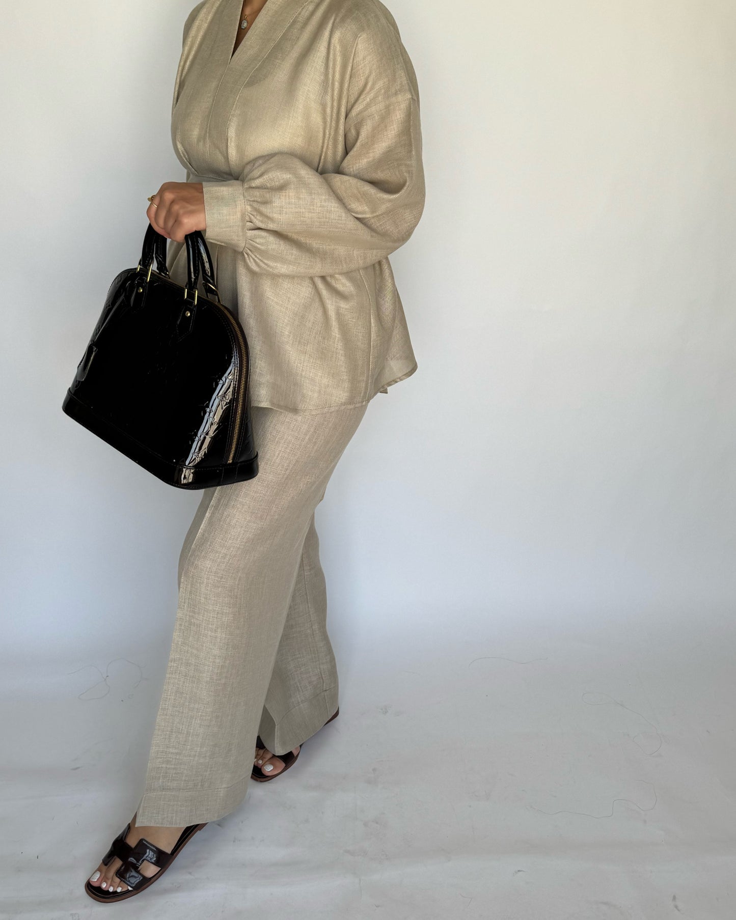 A195 - Beige Summer Linen Set