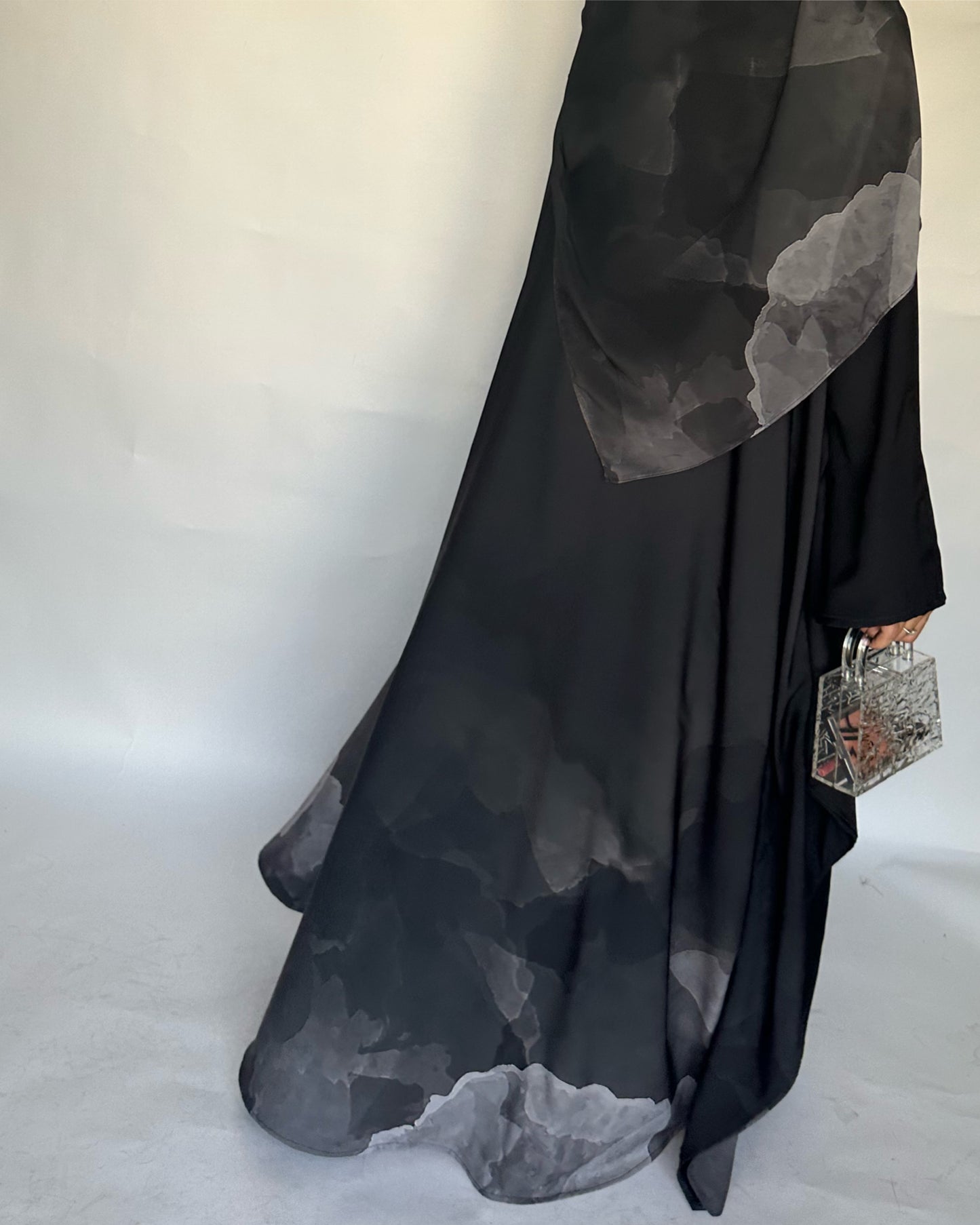 A123 - Gray Gradient Cloud Abaya