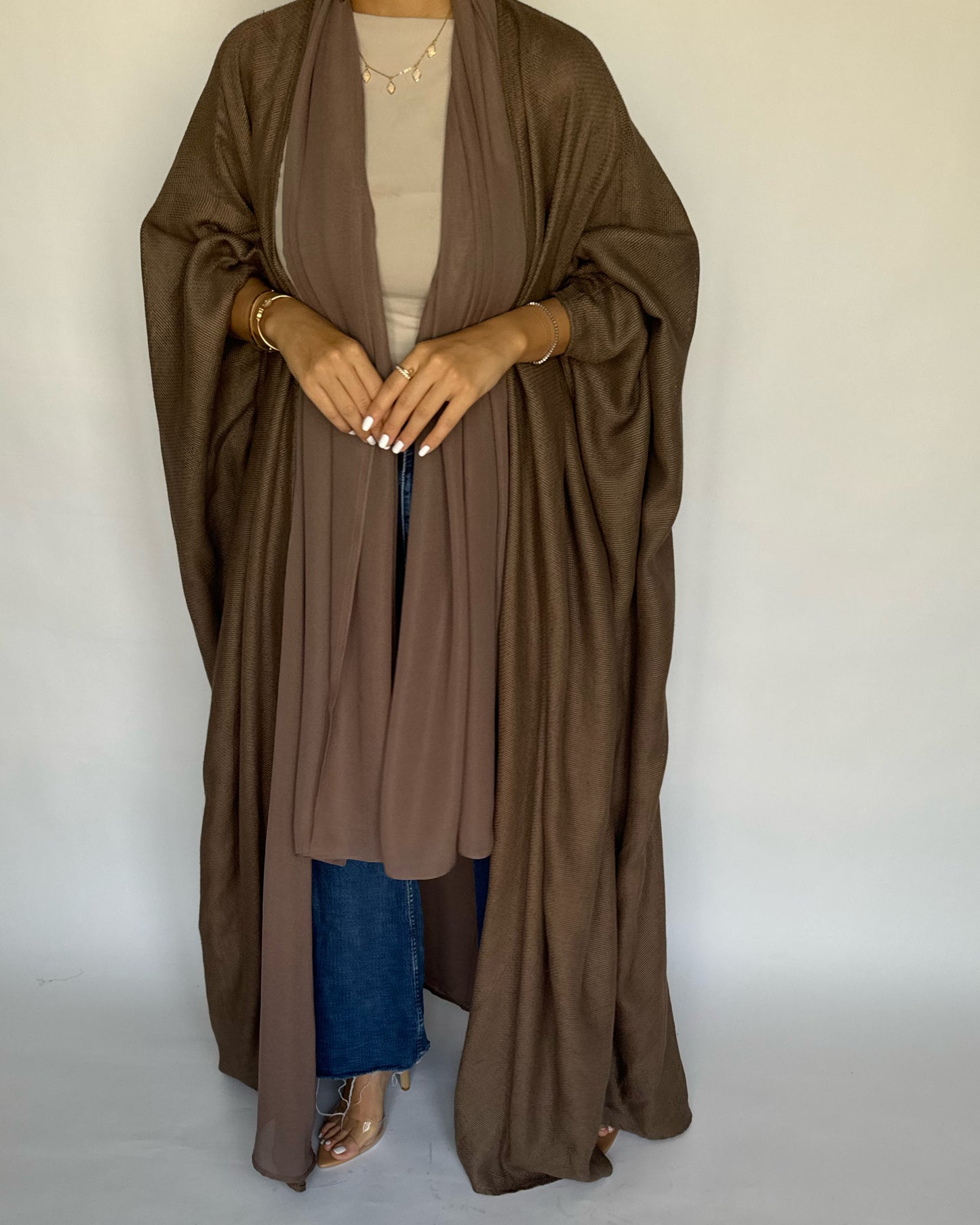 Summer Daily Brown Weave Abaya (READY TO SHIP)