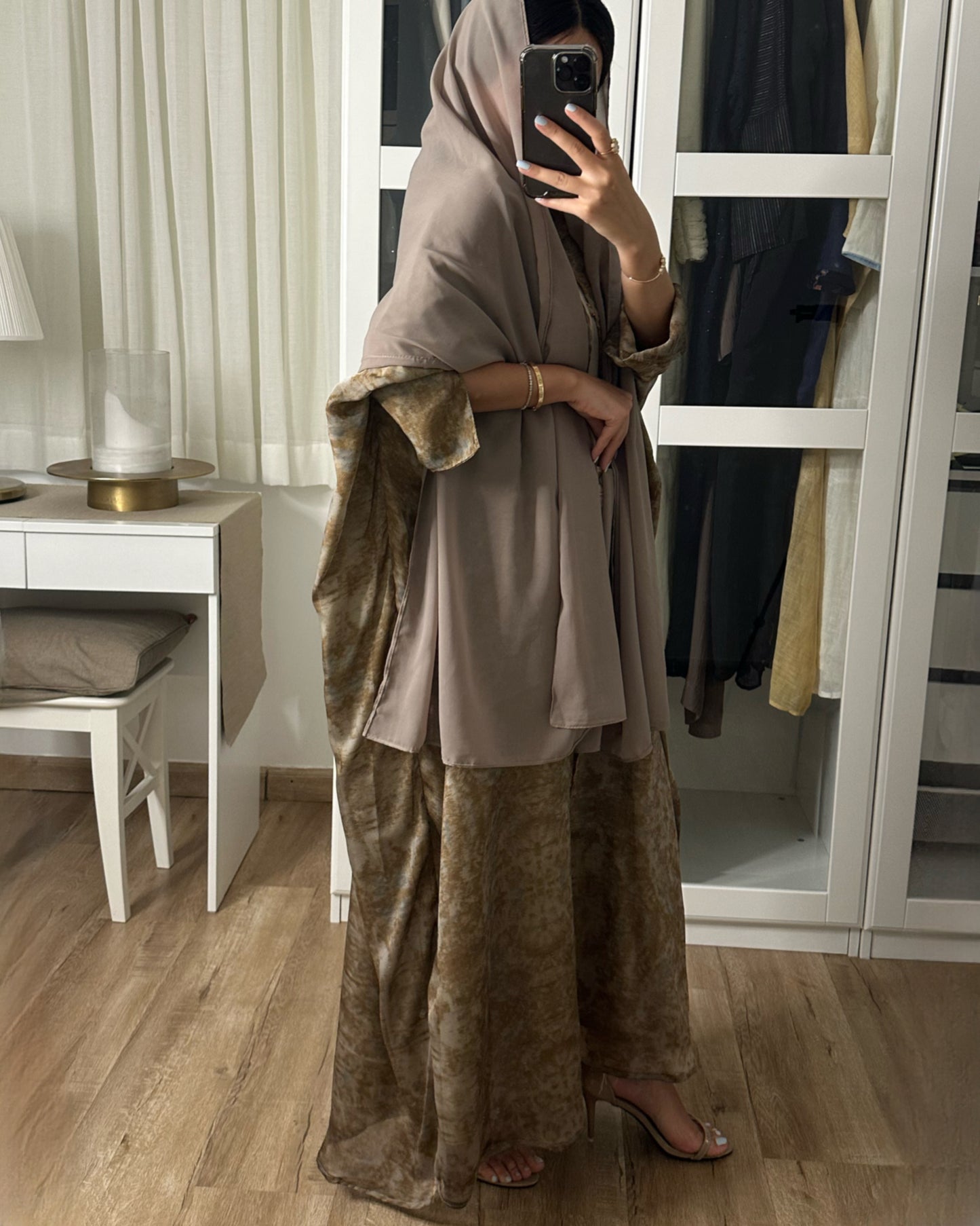 Brown Chiffon Summery Pattern Abaya