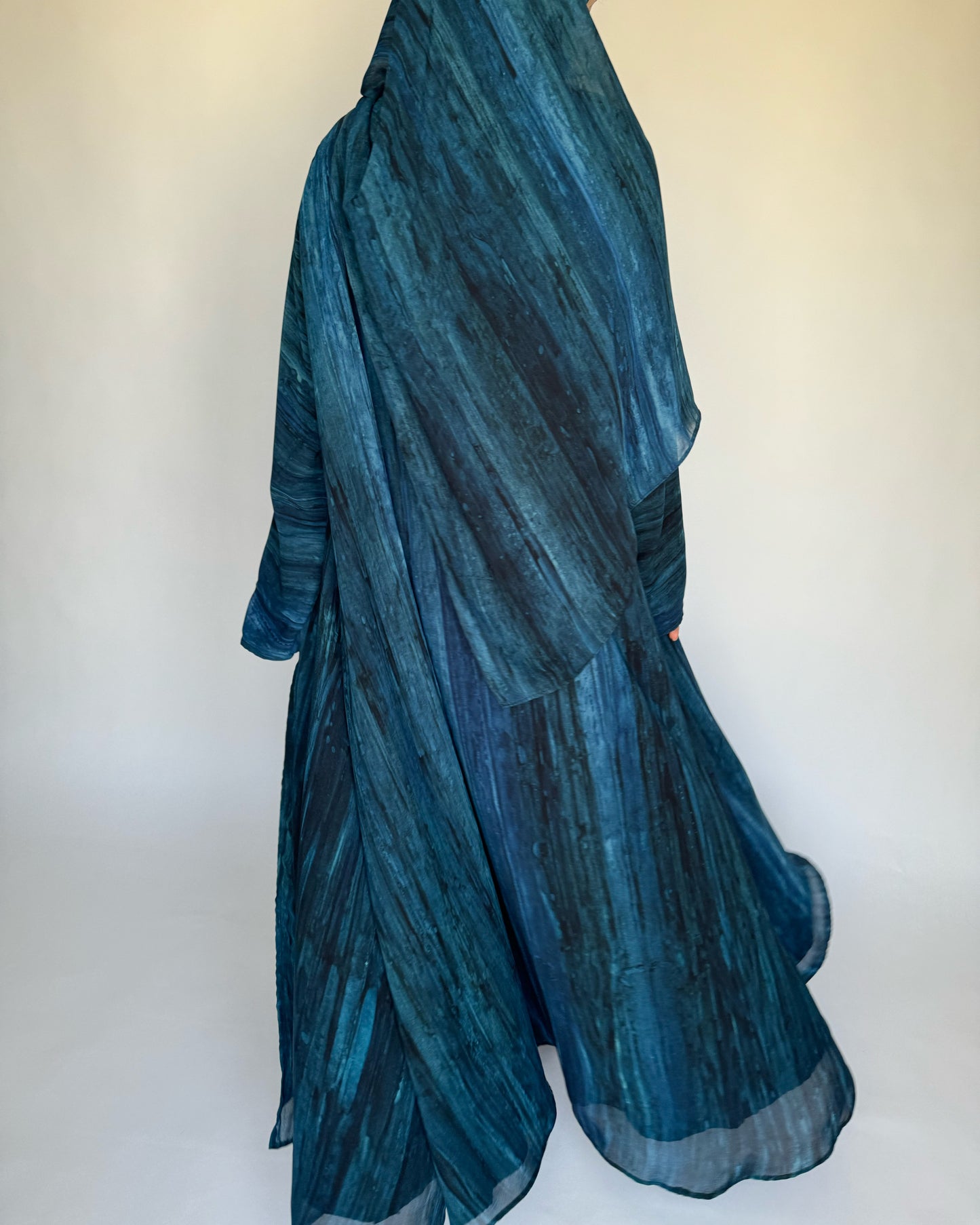 Blue Pattern Abaya (READY TO SHIP)