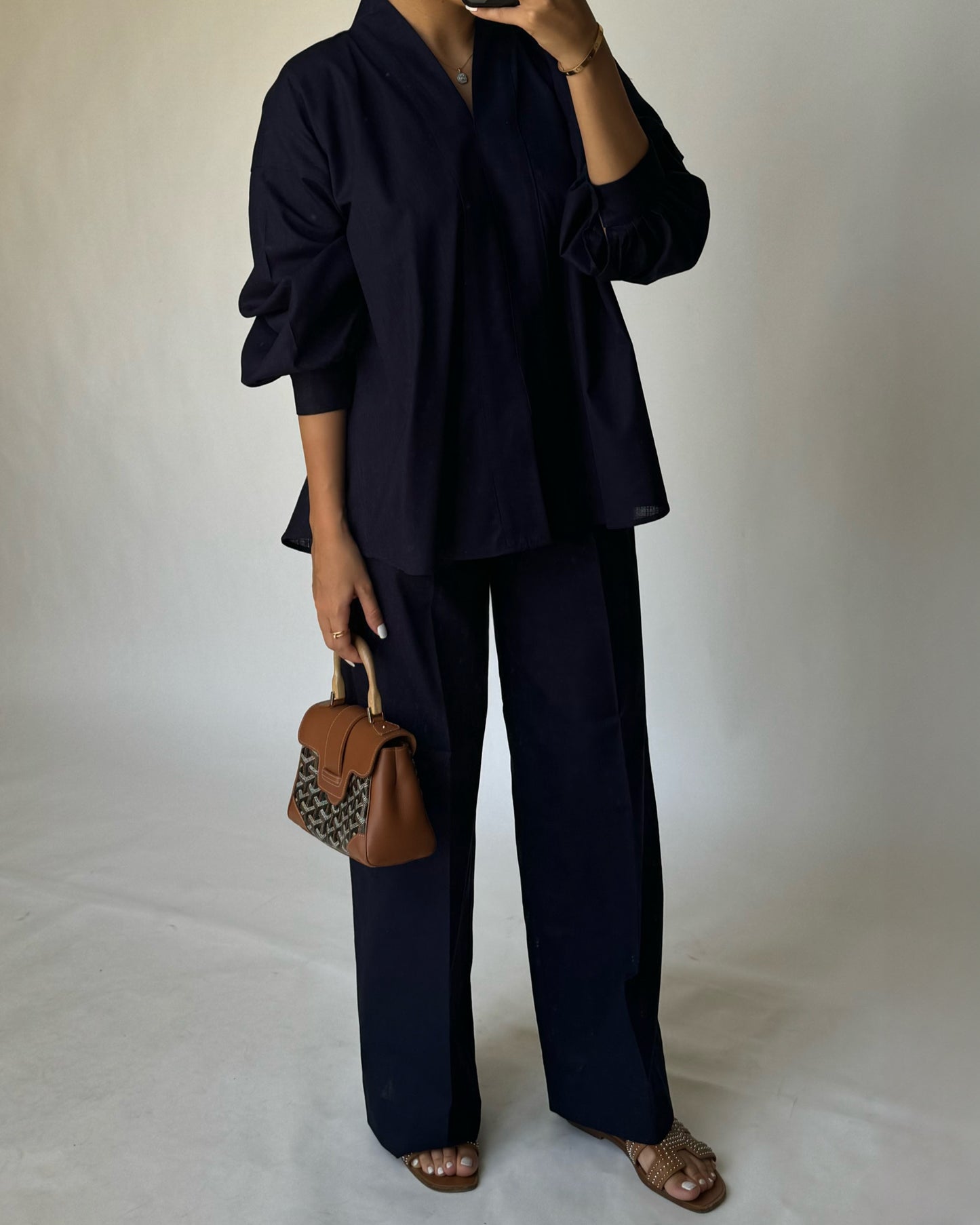 A192 - Navy Blue Summer Linen Set