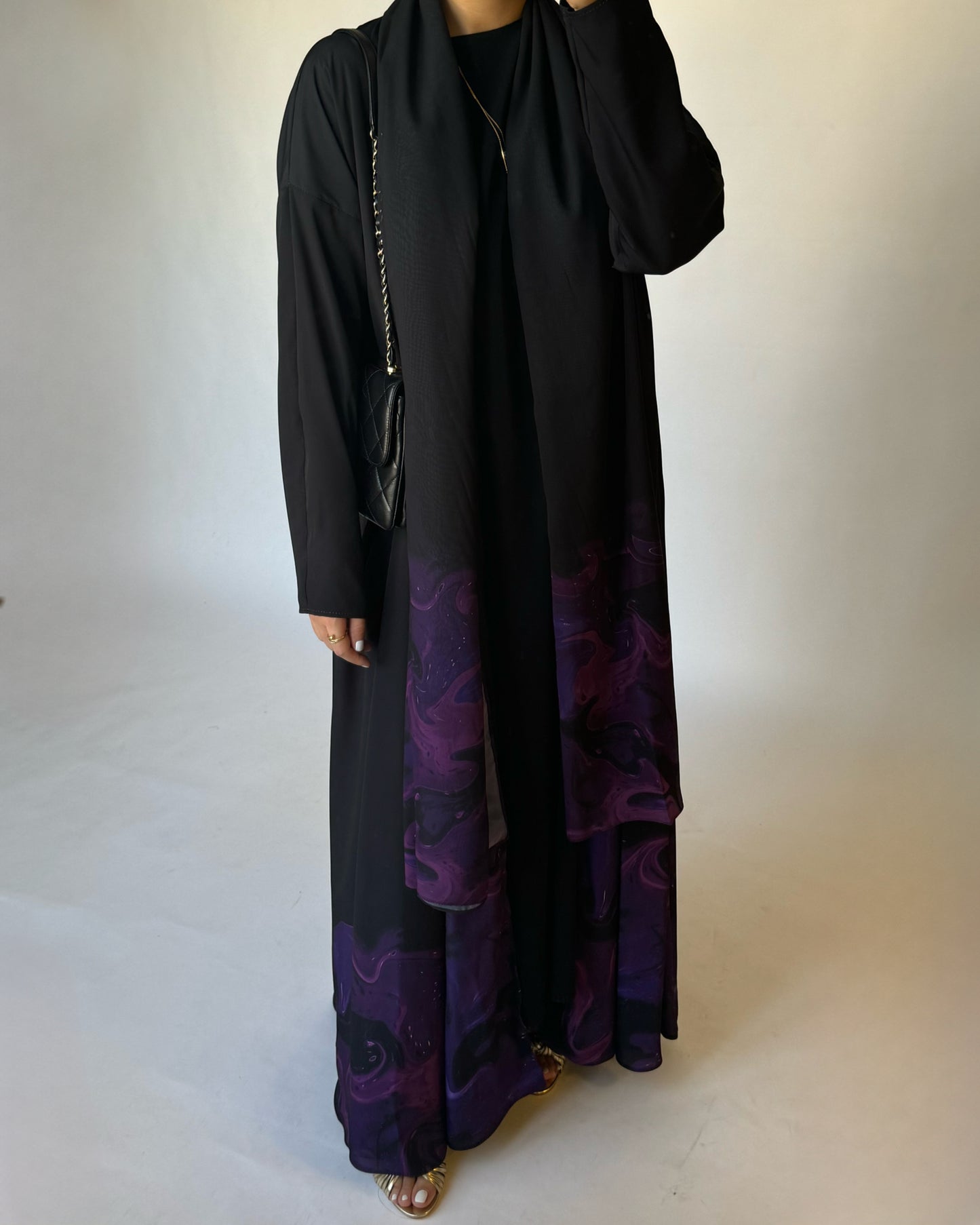 A229 - Black & Royal Purple Sea Abaya