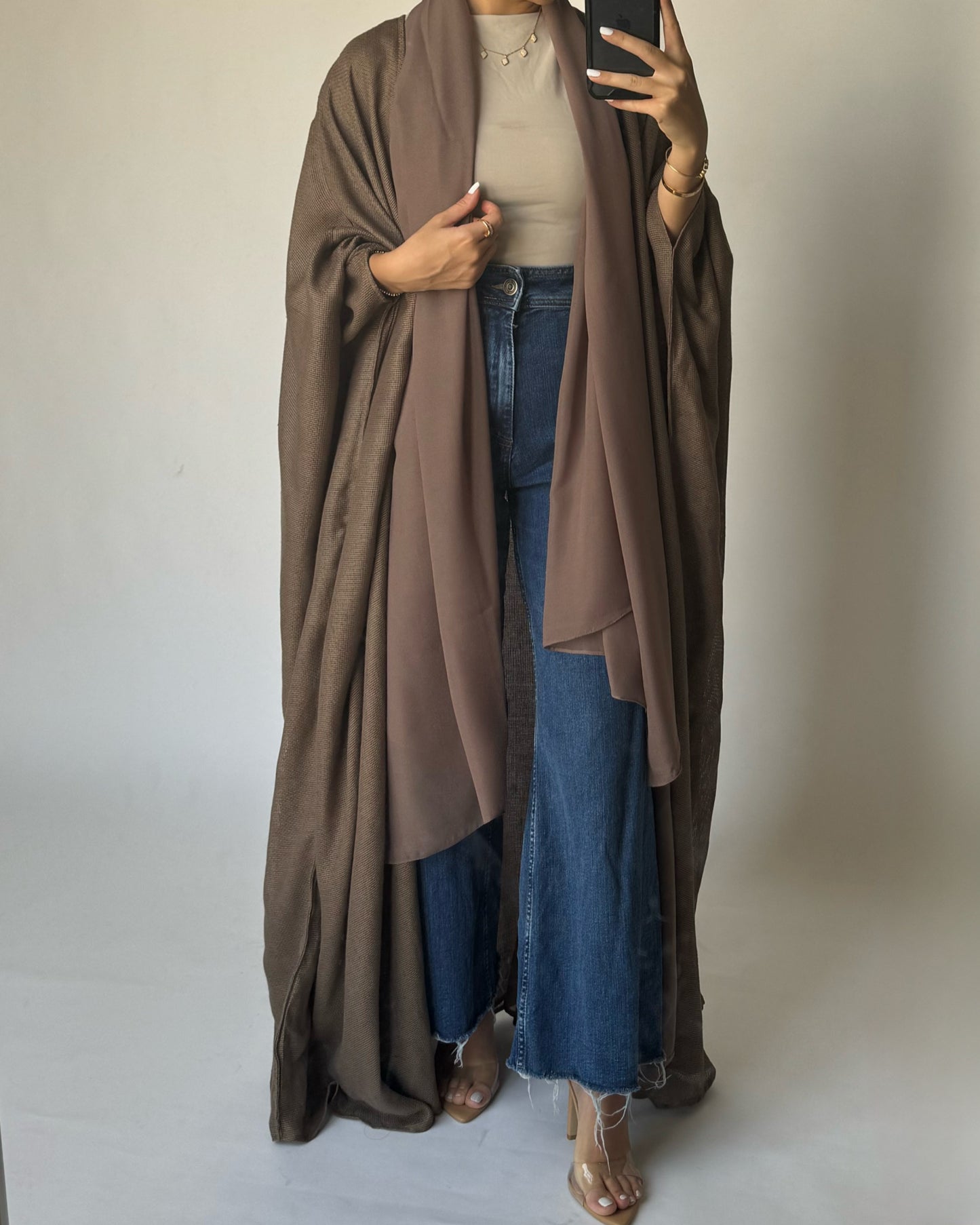 Summer Daily Brown Weave Abaya (READY TO SHIP)