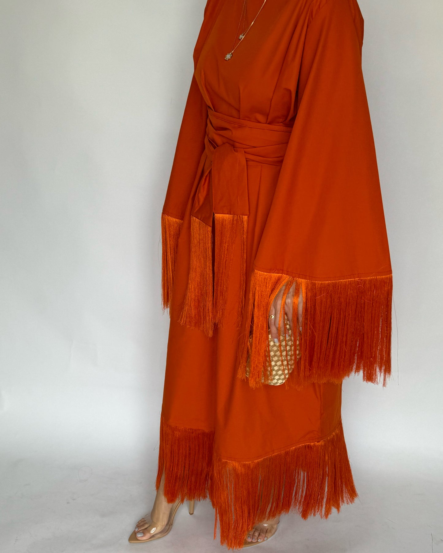 A168 - Orange Tassel Dress