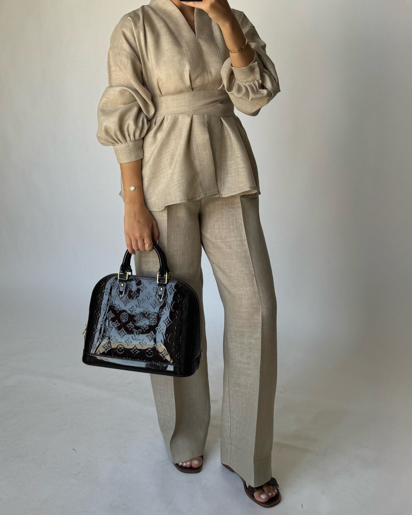 A195 - Beige Summer Linen Set