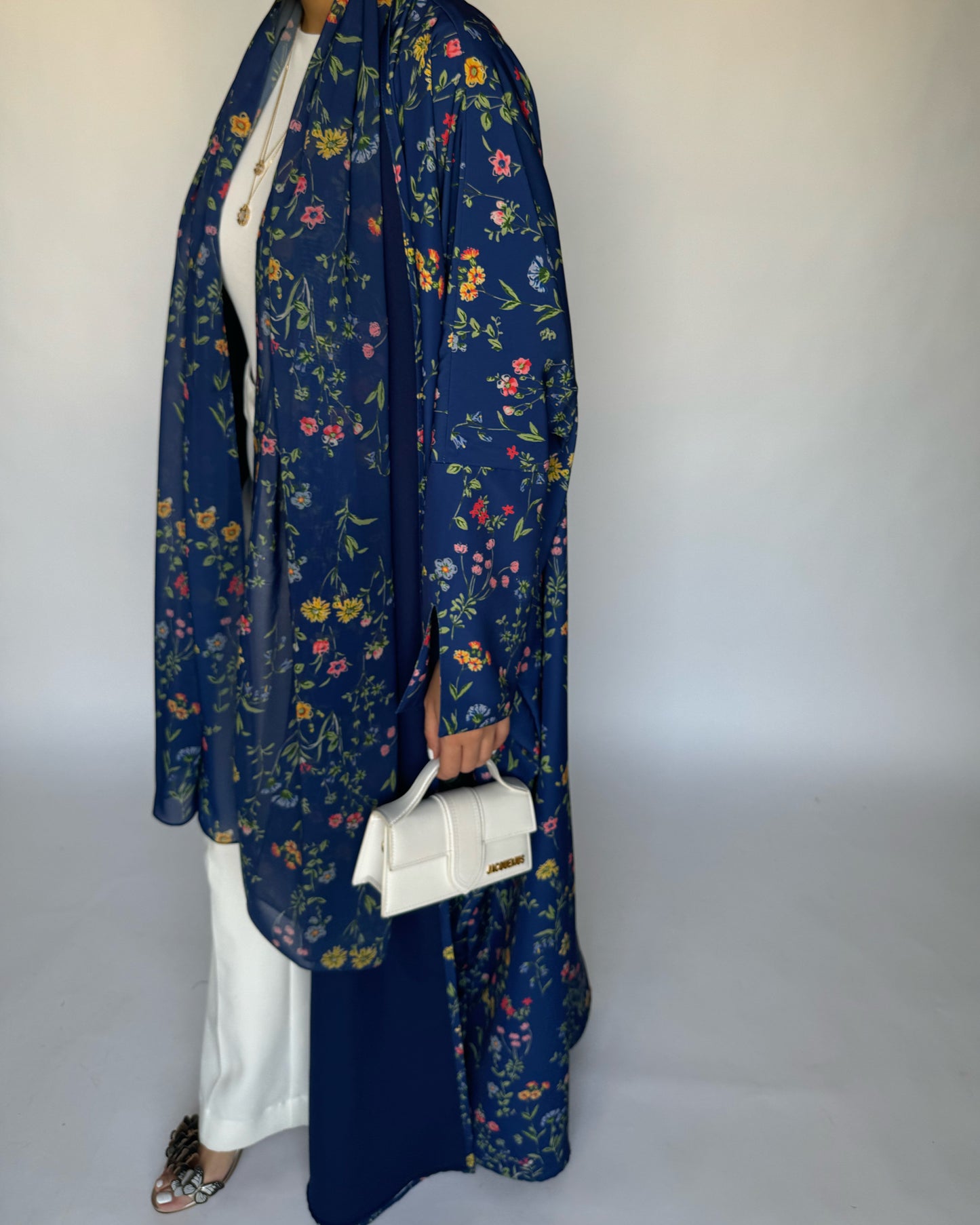 A246 - Blue Summery Flower Abaya