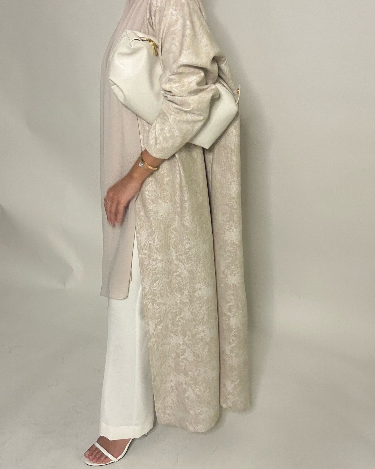 Cream Embroidered Abaya (READY TO SHIP)