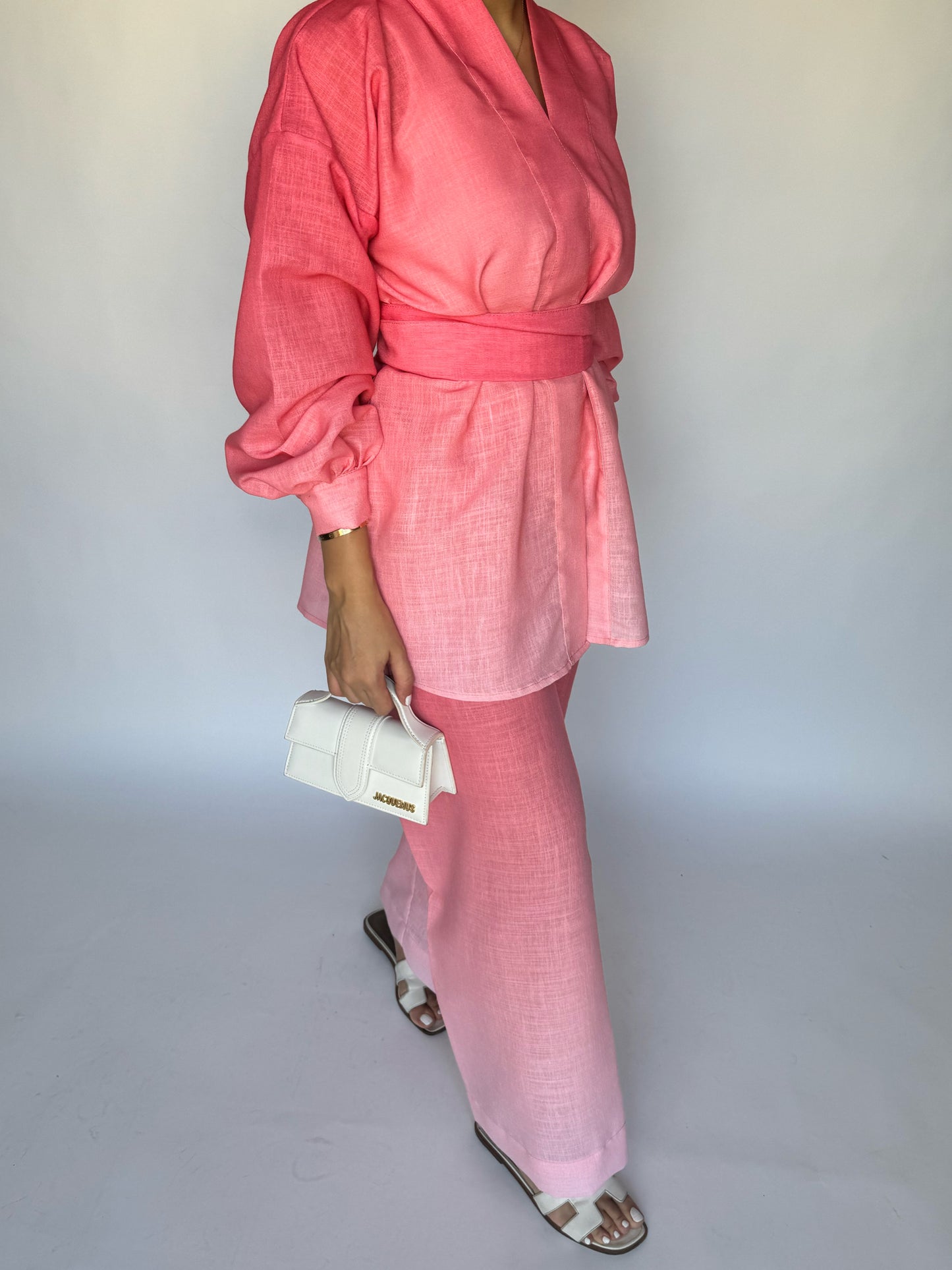 A242 - Ombre Pink Summer Linen Set