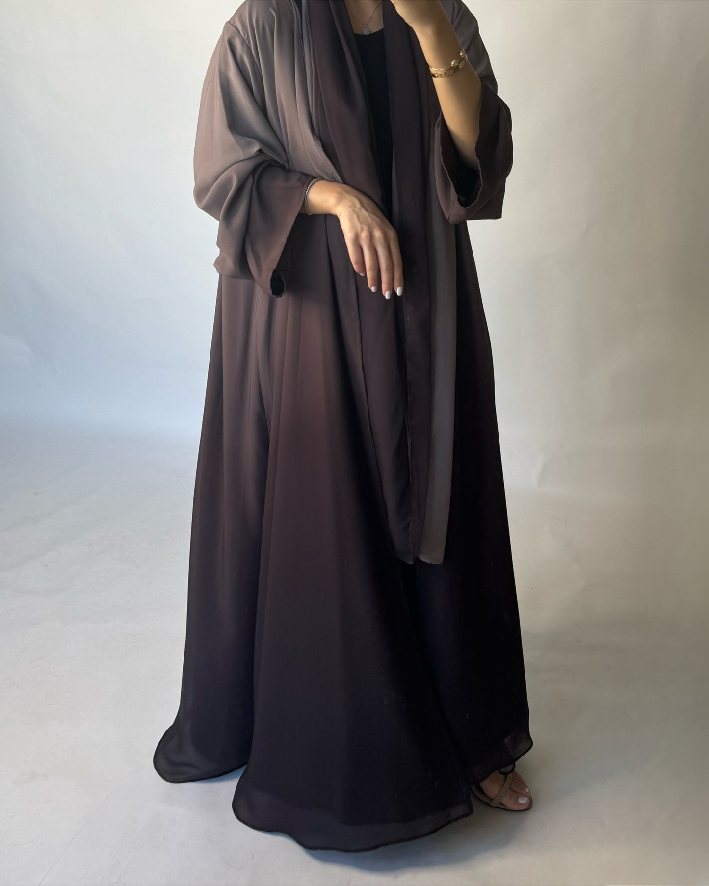 Shades of Brown Ombre Flowy Abaya (READY TO SHIP)