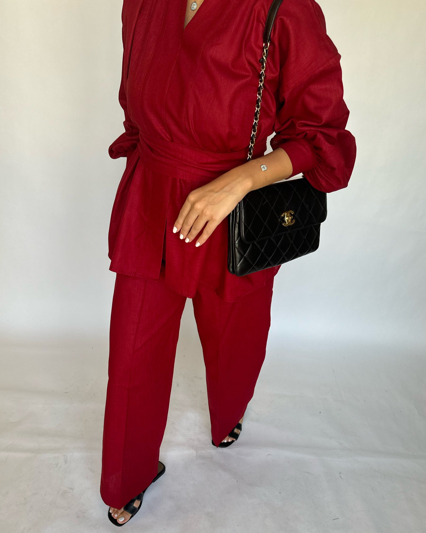 A198 - Maroon Summer Linen Set