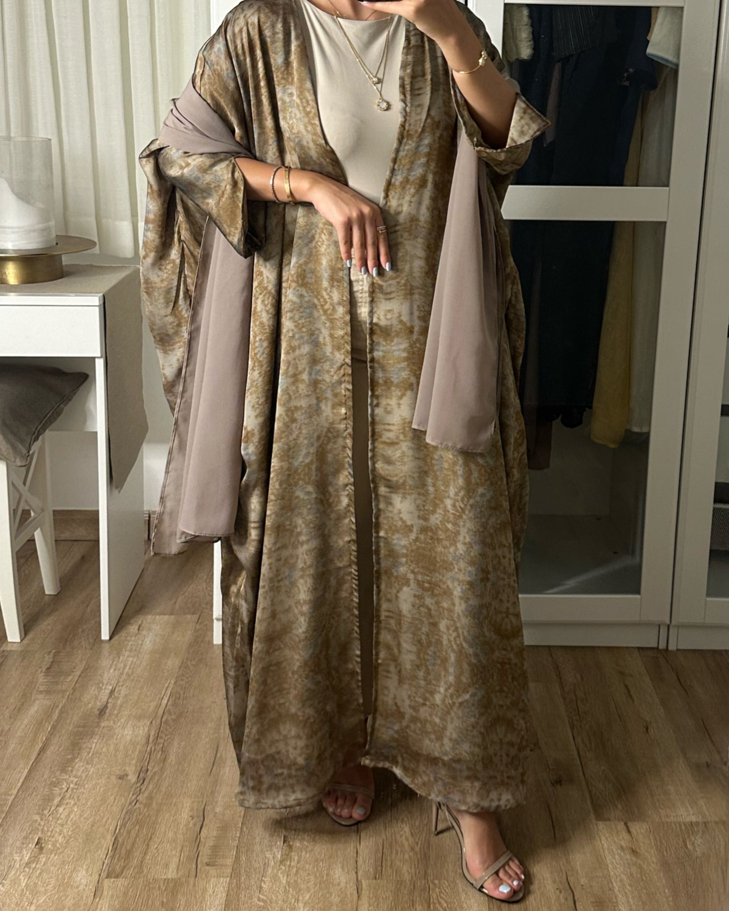 Brown Chiffon Summery Pattern Abaya