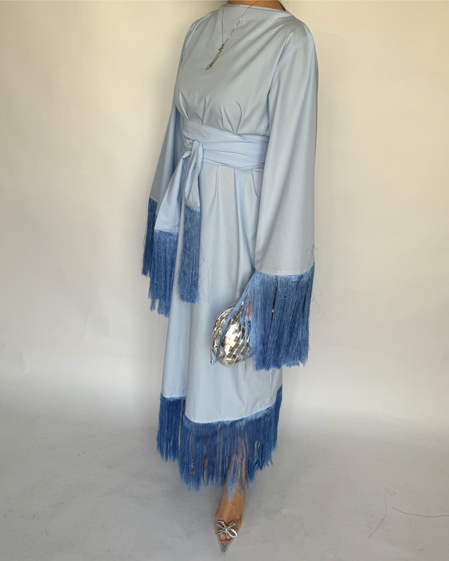 A169 - Light Blue Tassel Dress