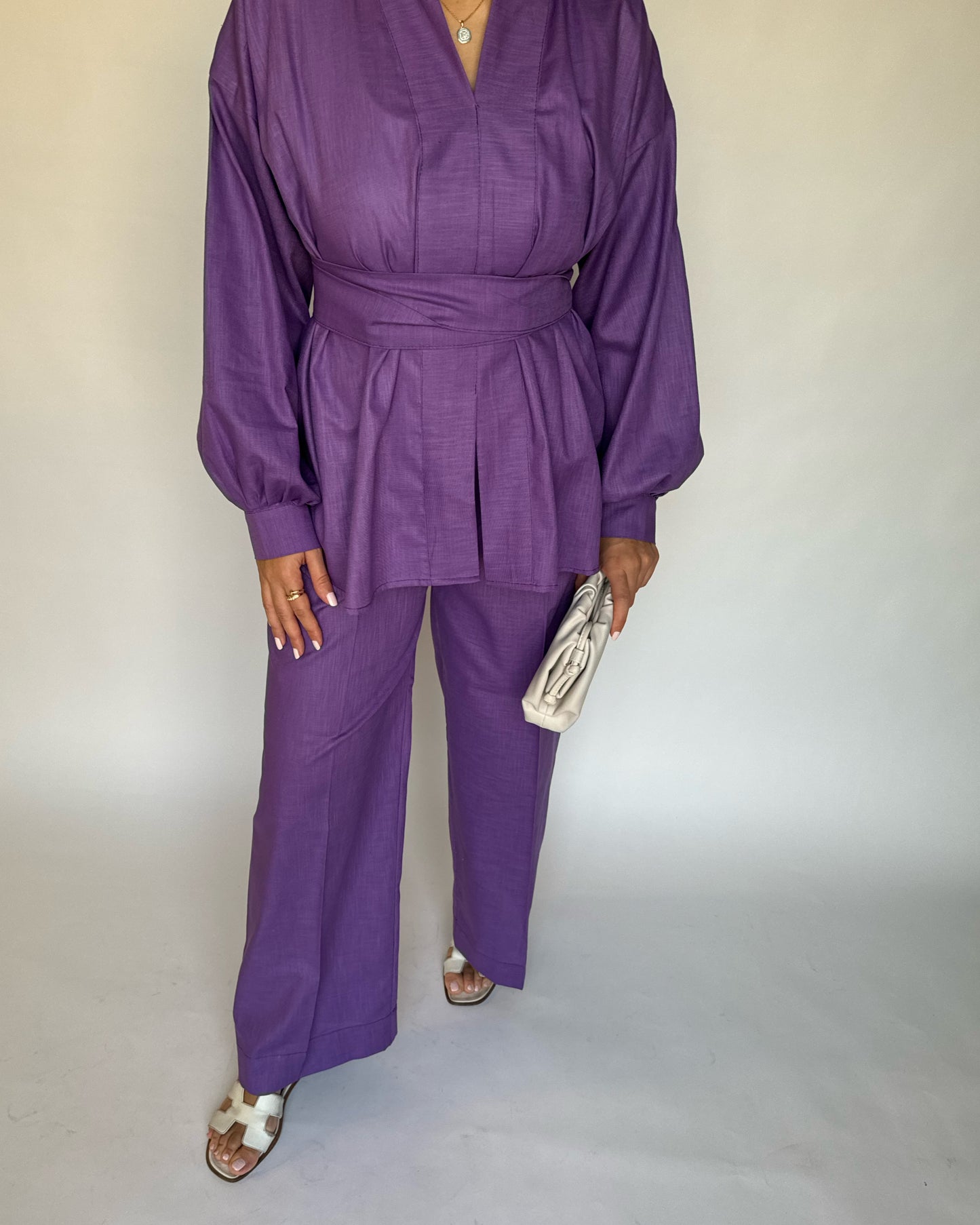 Purple Summer Linen Set (READY TO SHIP)