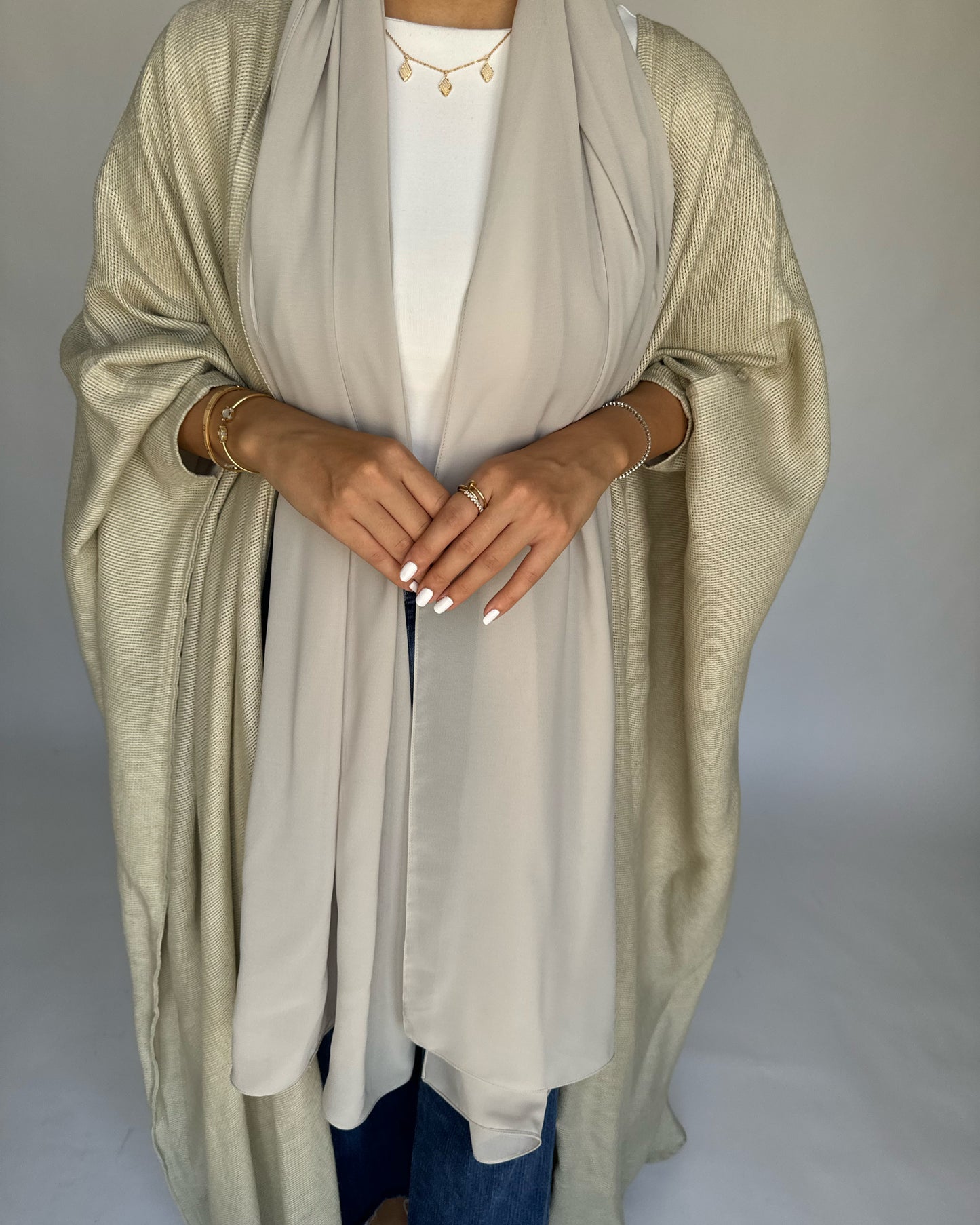 A219 - Summer Daily Beige Weave Abaya