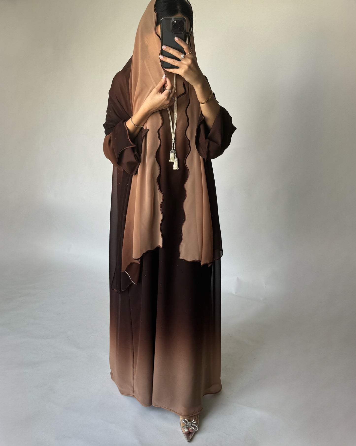 A162 - Brown Ombre Sparkly Jalabiya