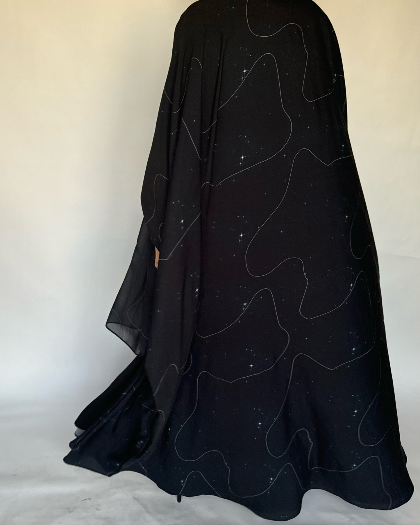 Black Space Abaya with a Hint of Blue (READY TO SHIP)