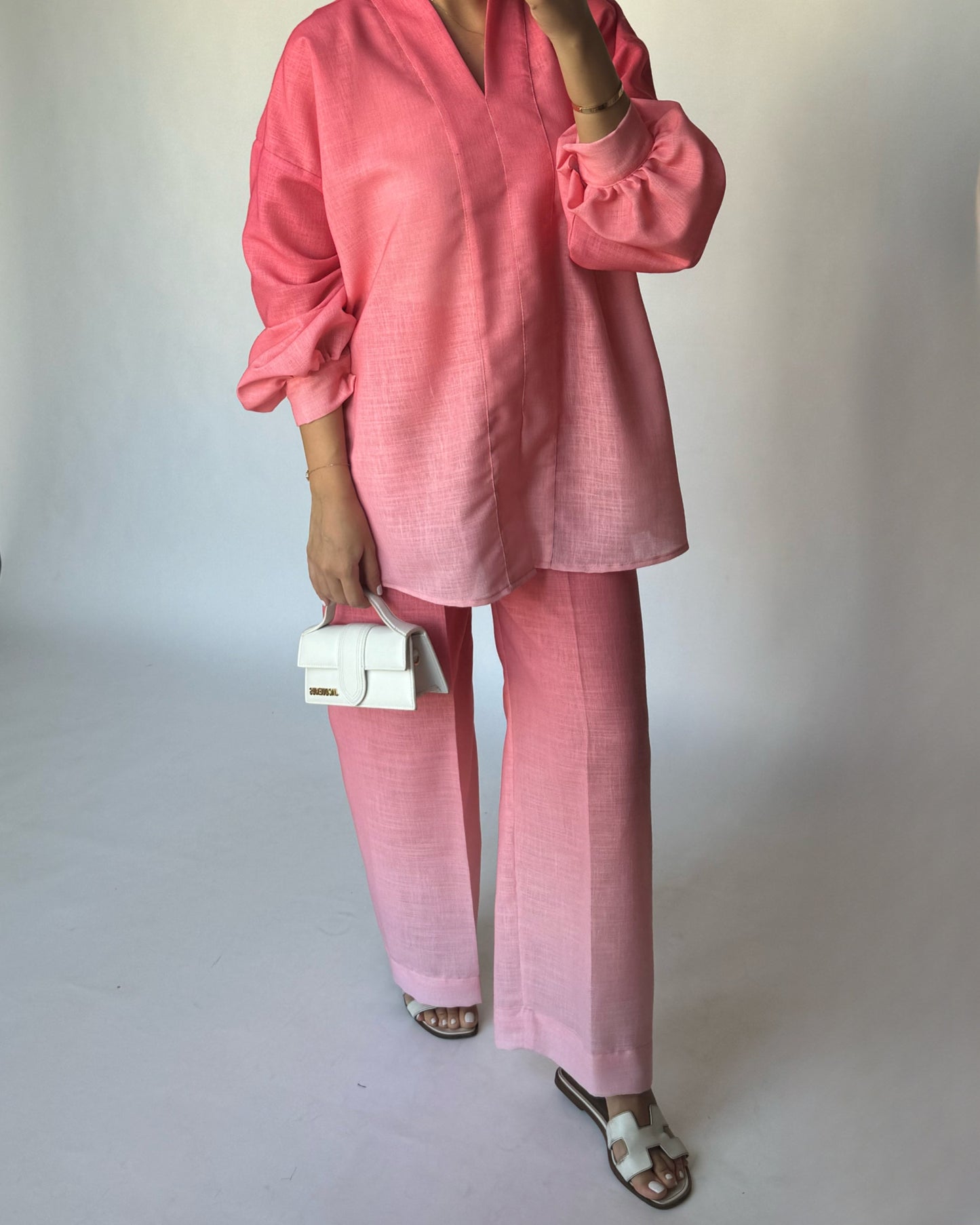 A242 - Ombre Pink Summer Linen Set