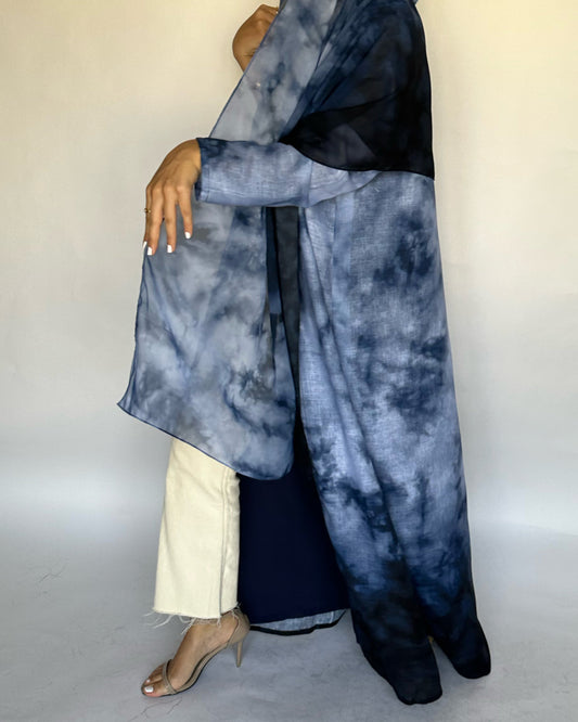 Blue Ombre Linen Abaya (READY TO SHIP)