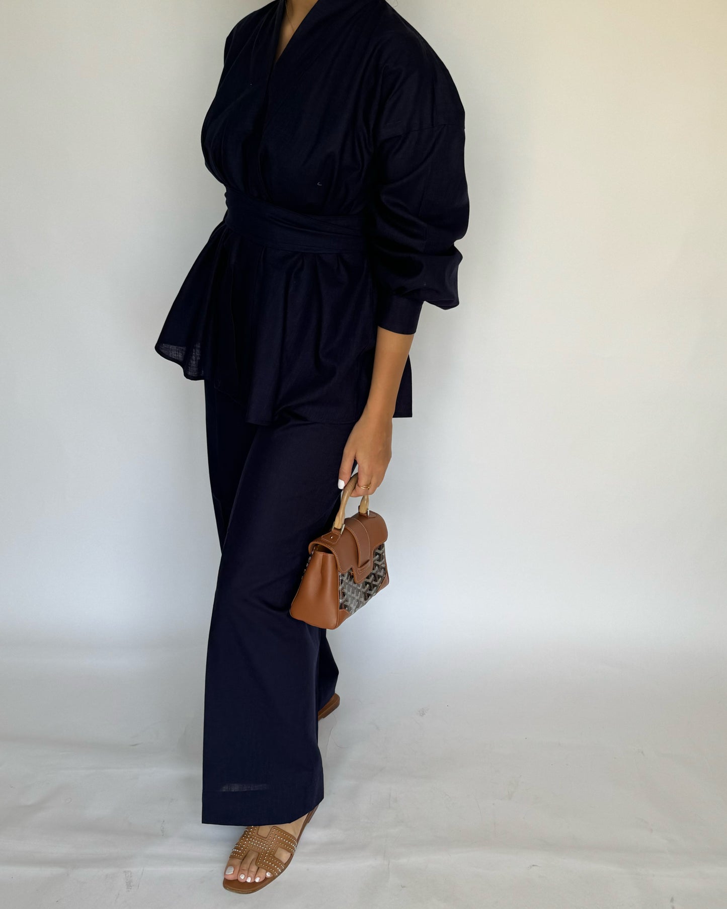 A192 - Navy Blue Summer Linen Set