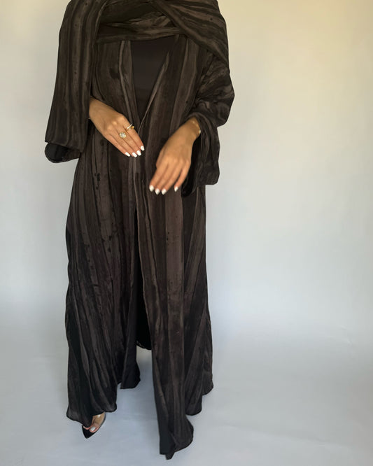 Brown Pattern Abaya (READY TO SHIP)