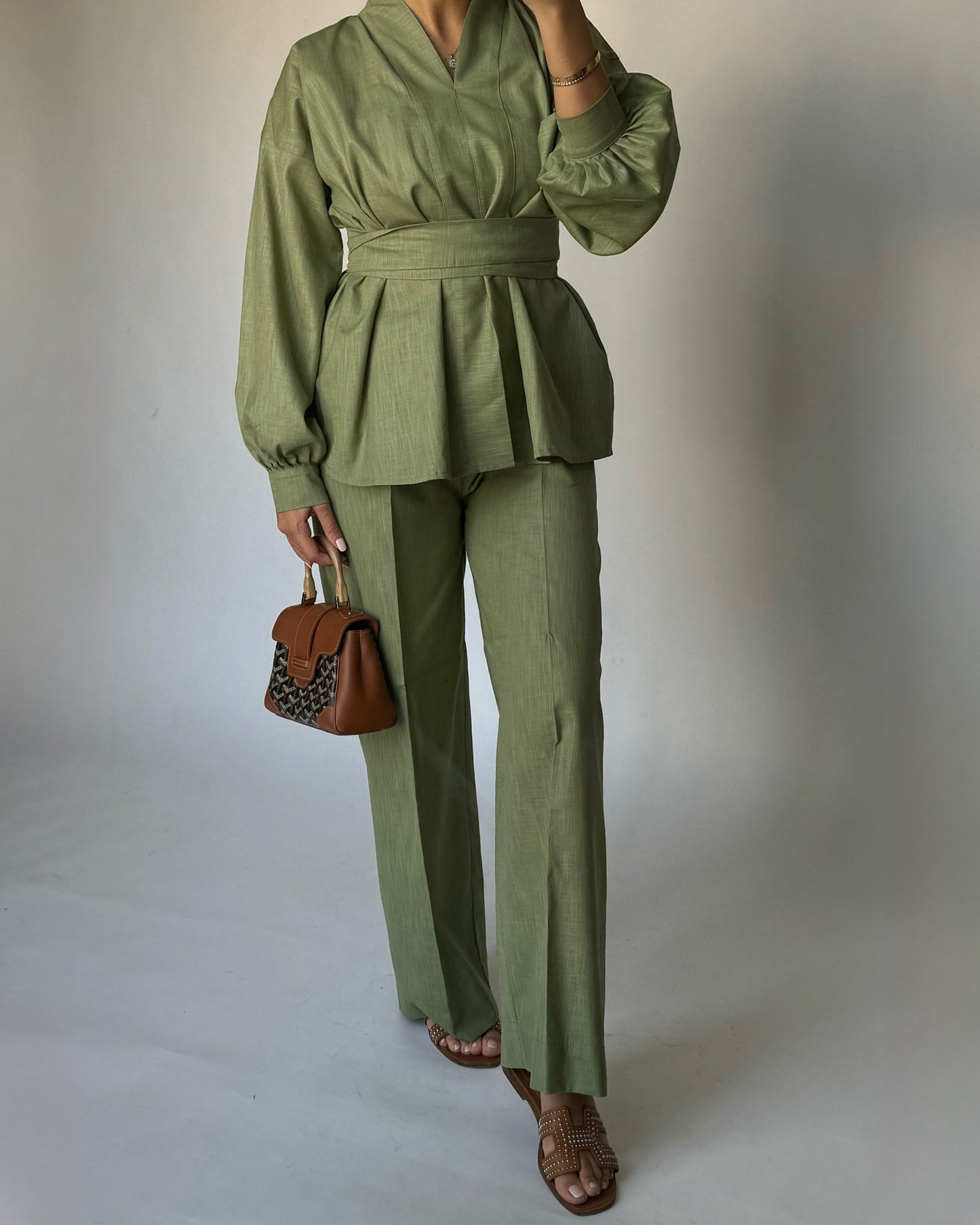 A205 - Green Summer Linen Set