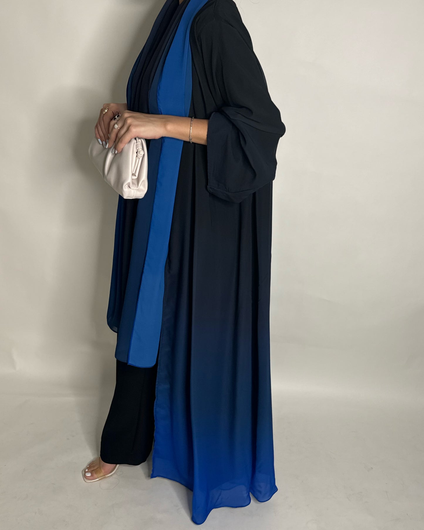 A182 - Black Blue Ombre Flowy Abaya