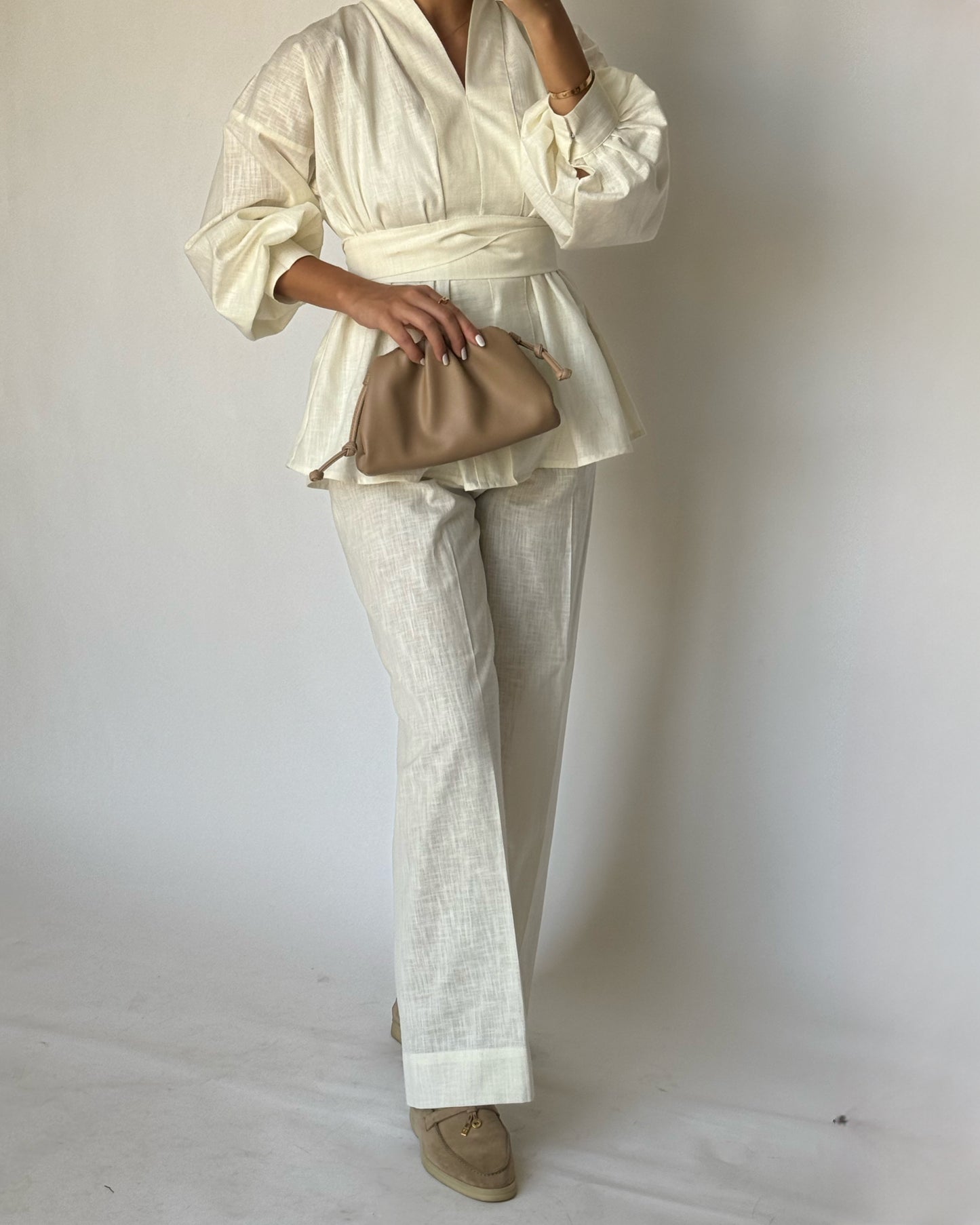 Off White Summer Linen Set (READY TO SHIP)