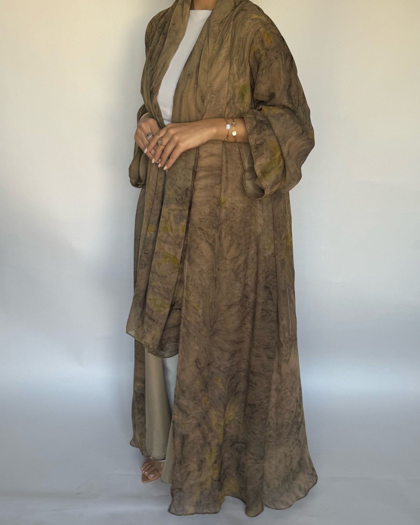 Light Brown Pattern Abaya (READY TO SHIP)